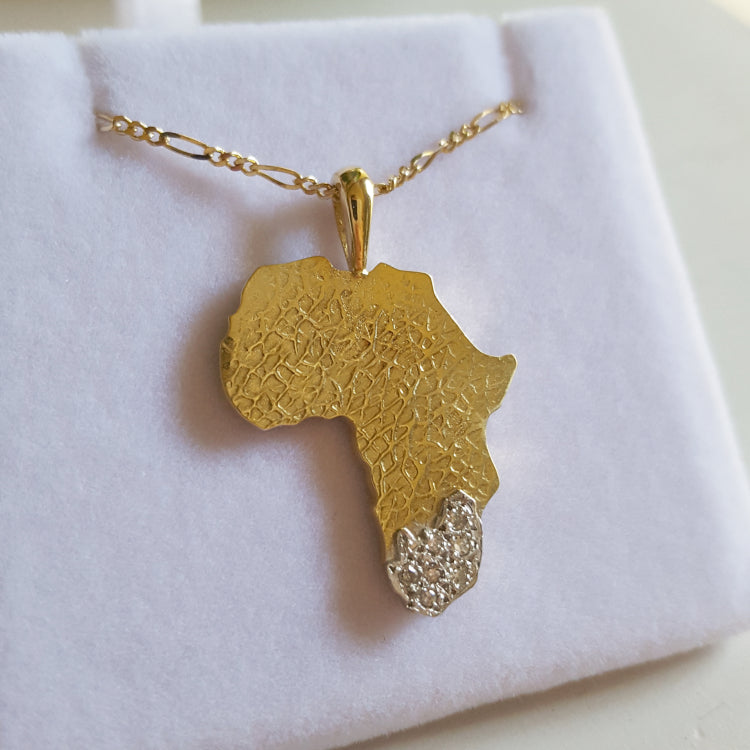 Africa Pendant - 18k Yellow Gold and Diamonds