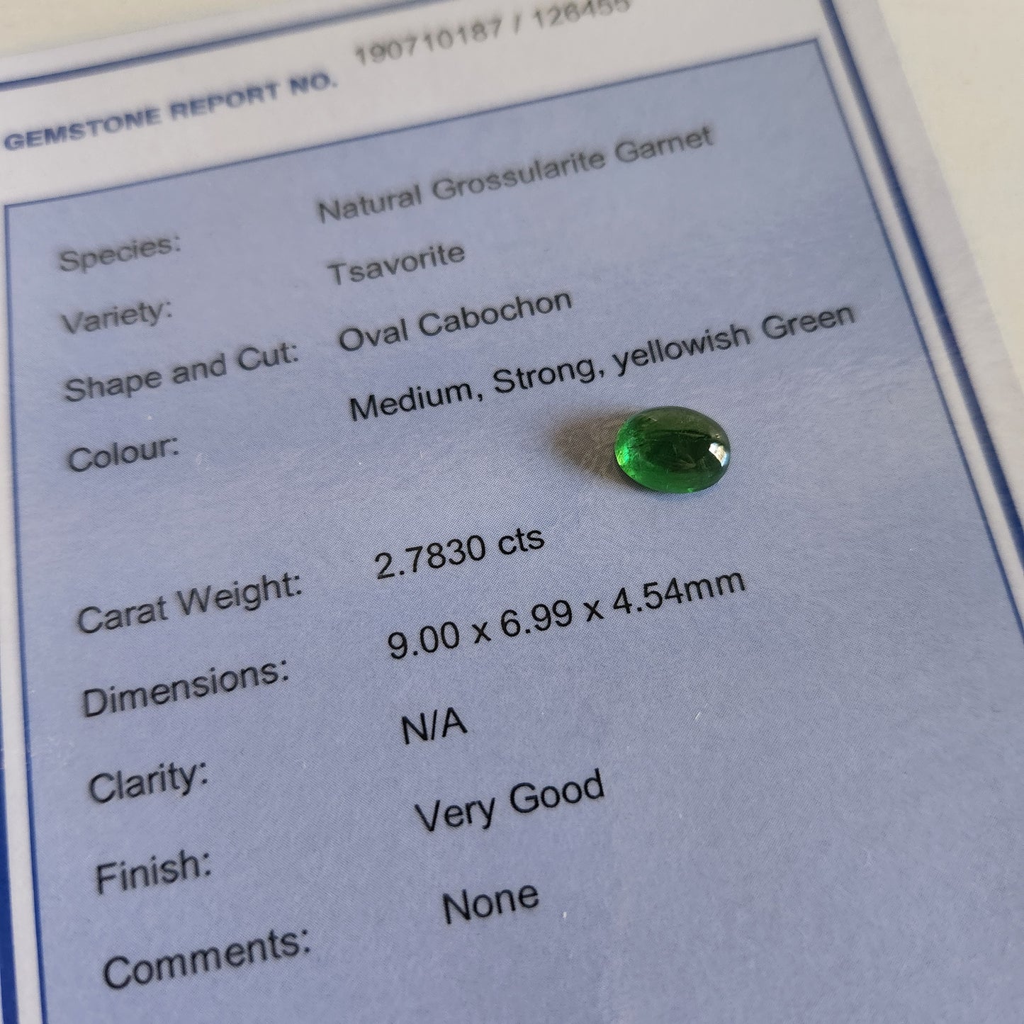 Tsavorite - 2.78ct Oval Cabochon Gemstone