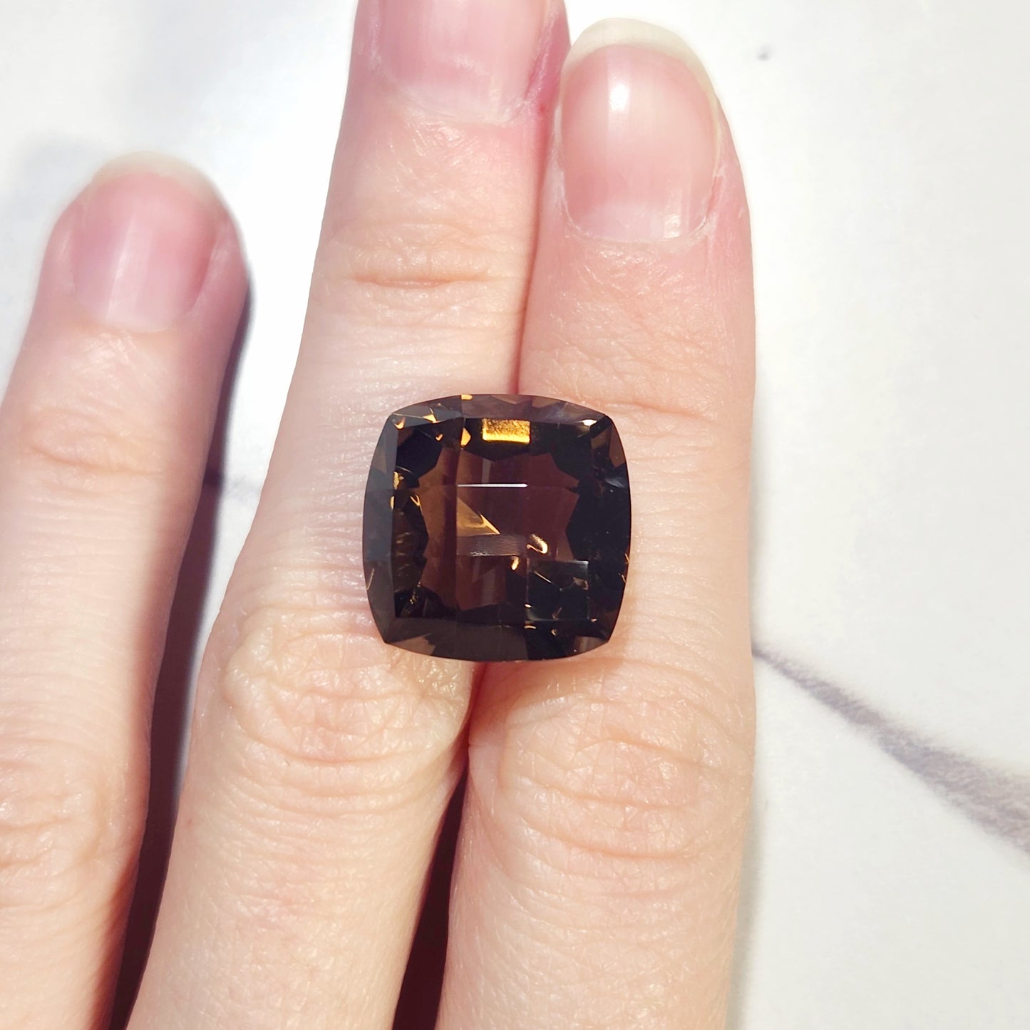 Smoky Quartz - 14.32ct Checkerboard Gemstone