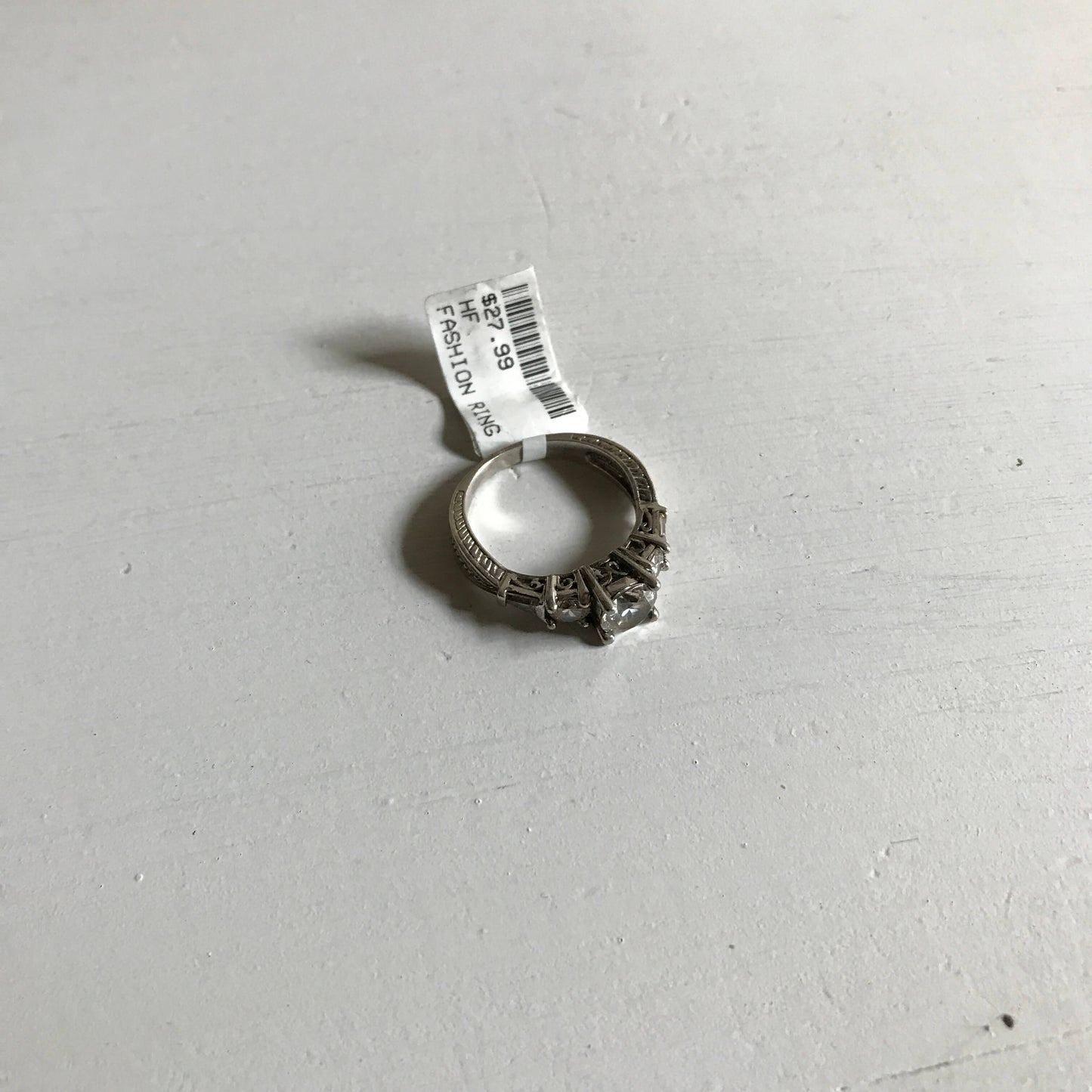 925 Sterling Silver Antique CZ Engagement Ring