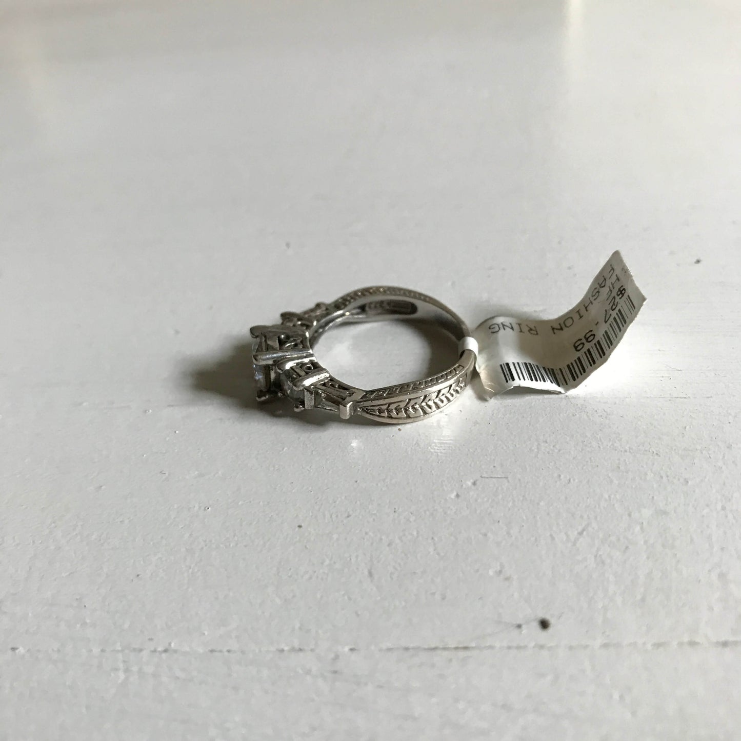 925 Sterling Silver Antique CZ Engagement Ring