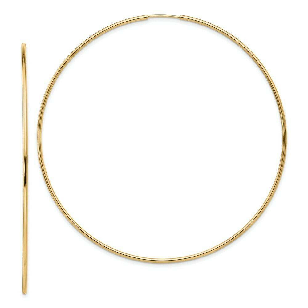 9 karat yellow gold endless sleeper hoop earrings from Italy