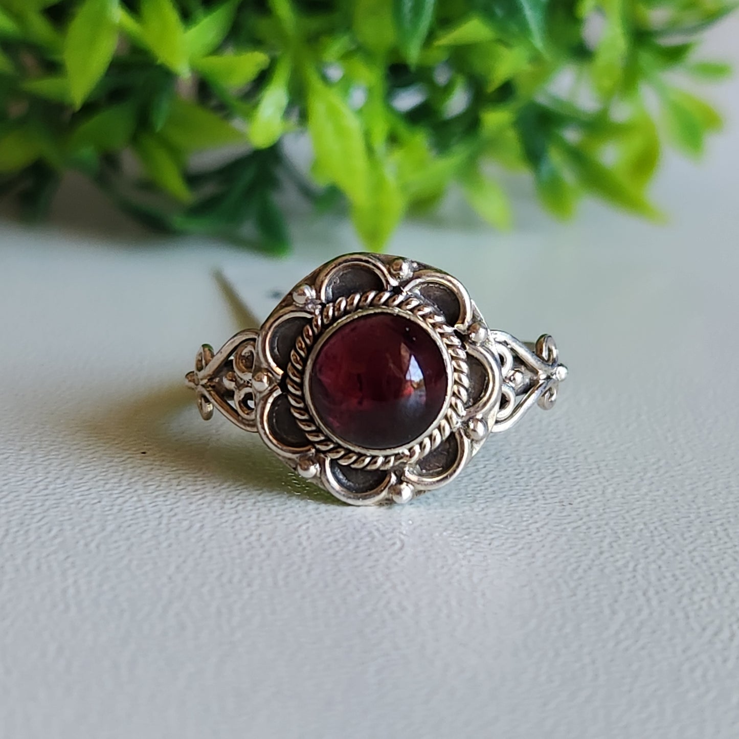 925 Sterling Silver Garnet Ring