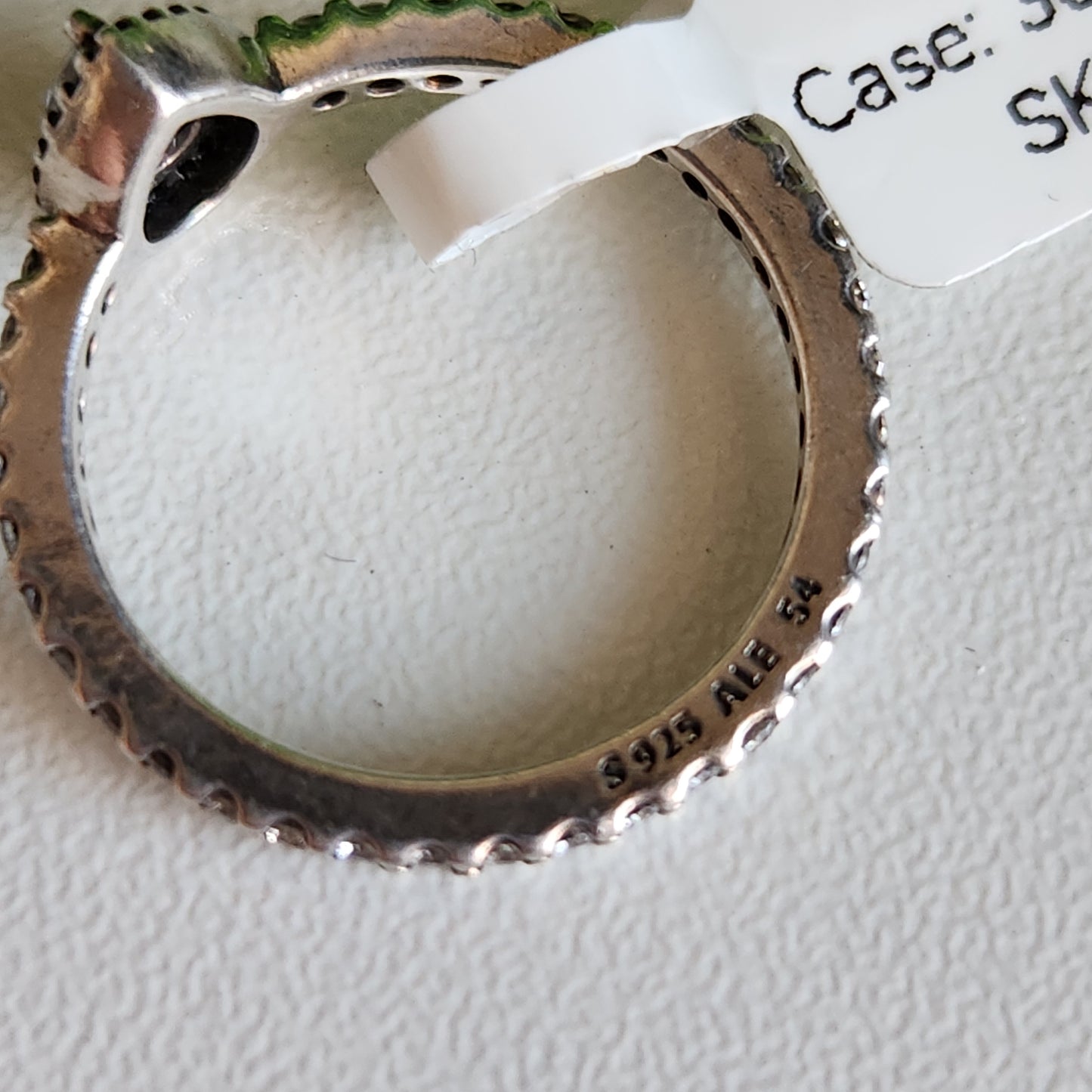 925 Sterling Silver Halo Pear CZ Ring