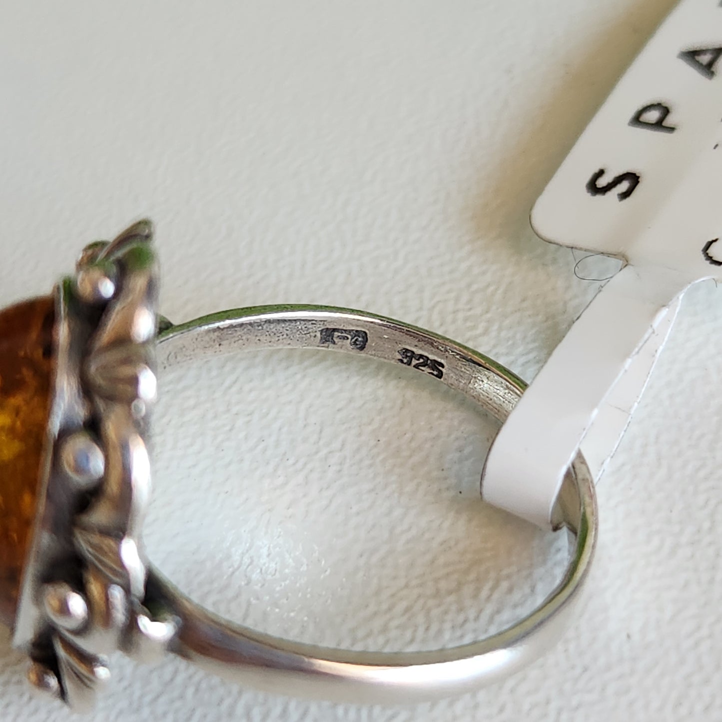 925 Sterling Silver Baltic Amber Vintage Ring