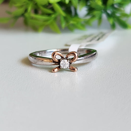 925 Sterling Silver & 14k Gold Bow-Tie Diamond Ring