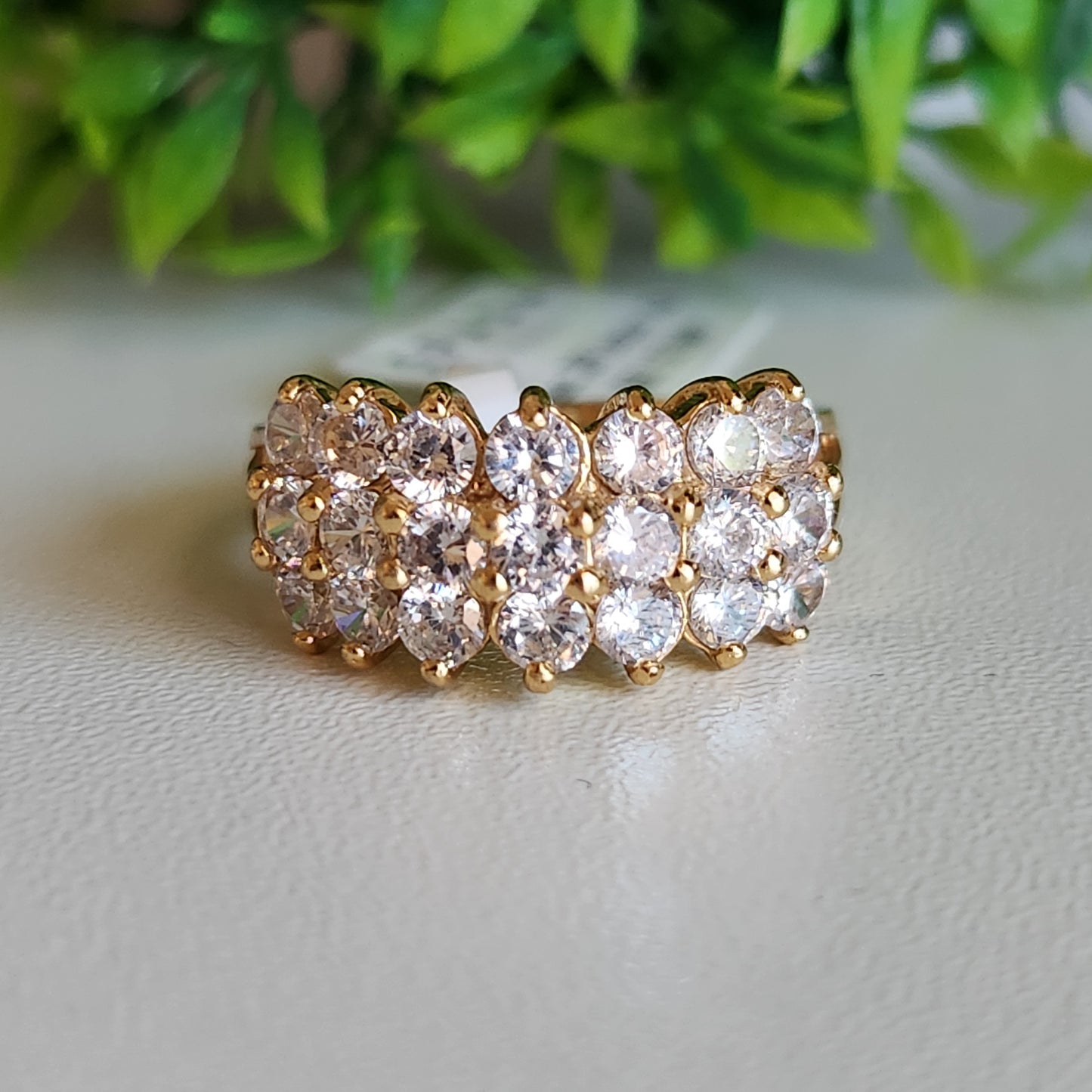 925 Sterling Silver Vermeil Multi Row CZ Ring