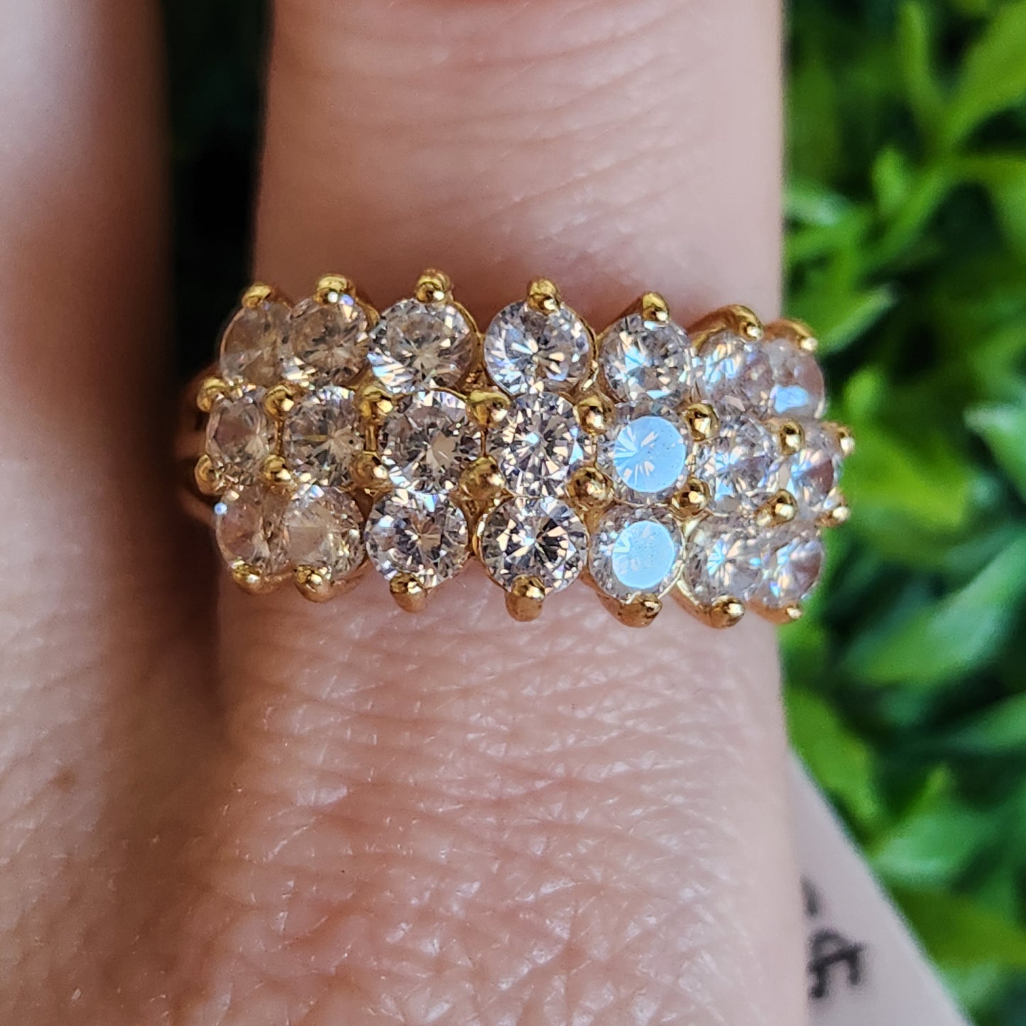 925 Sterling Silver Vermeil Multi Row CZ Ring