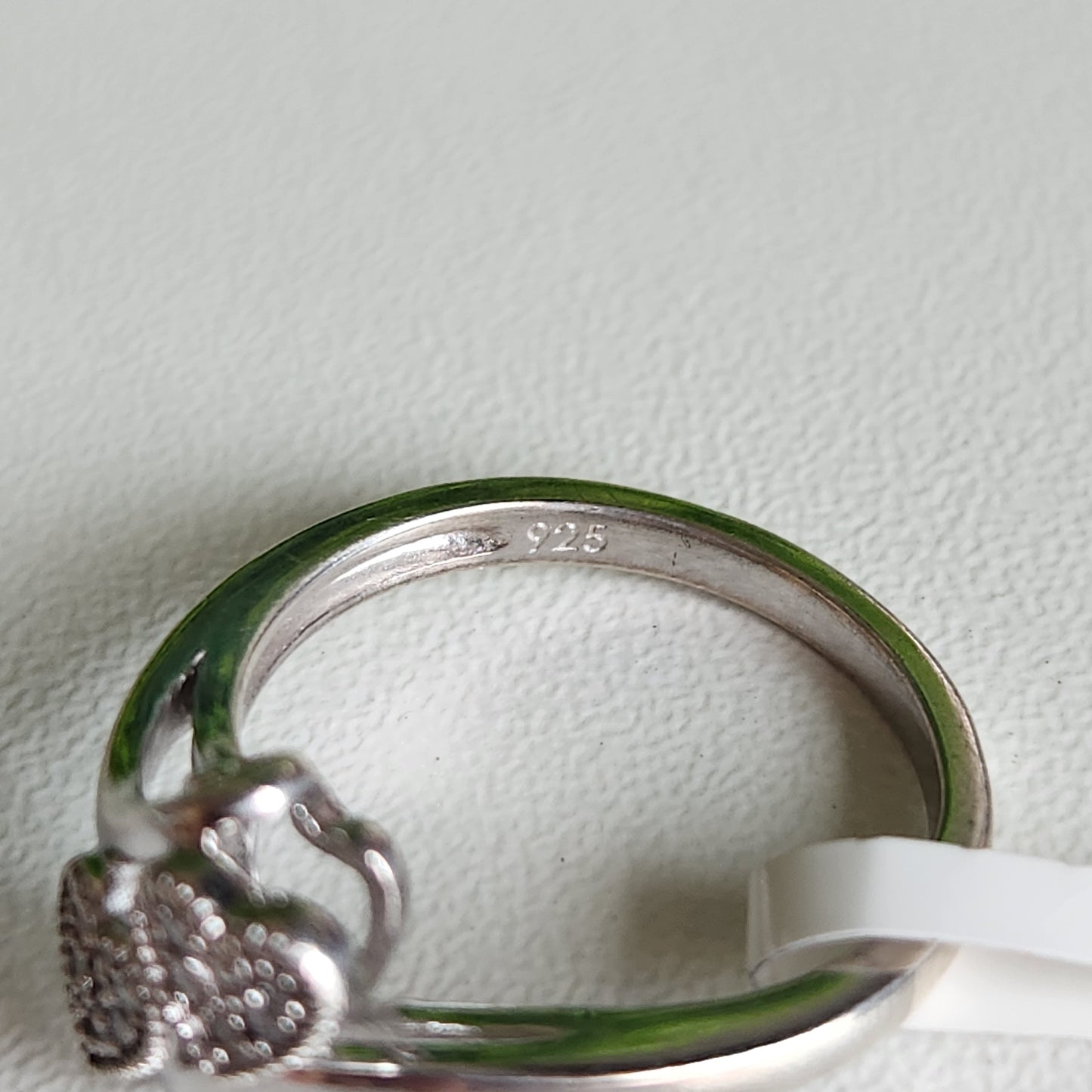 925 Sterling Silver Double Hearts Diamond 0.10ctw Ring