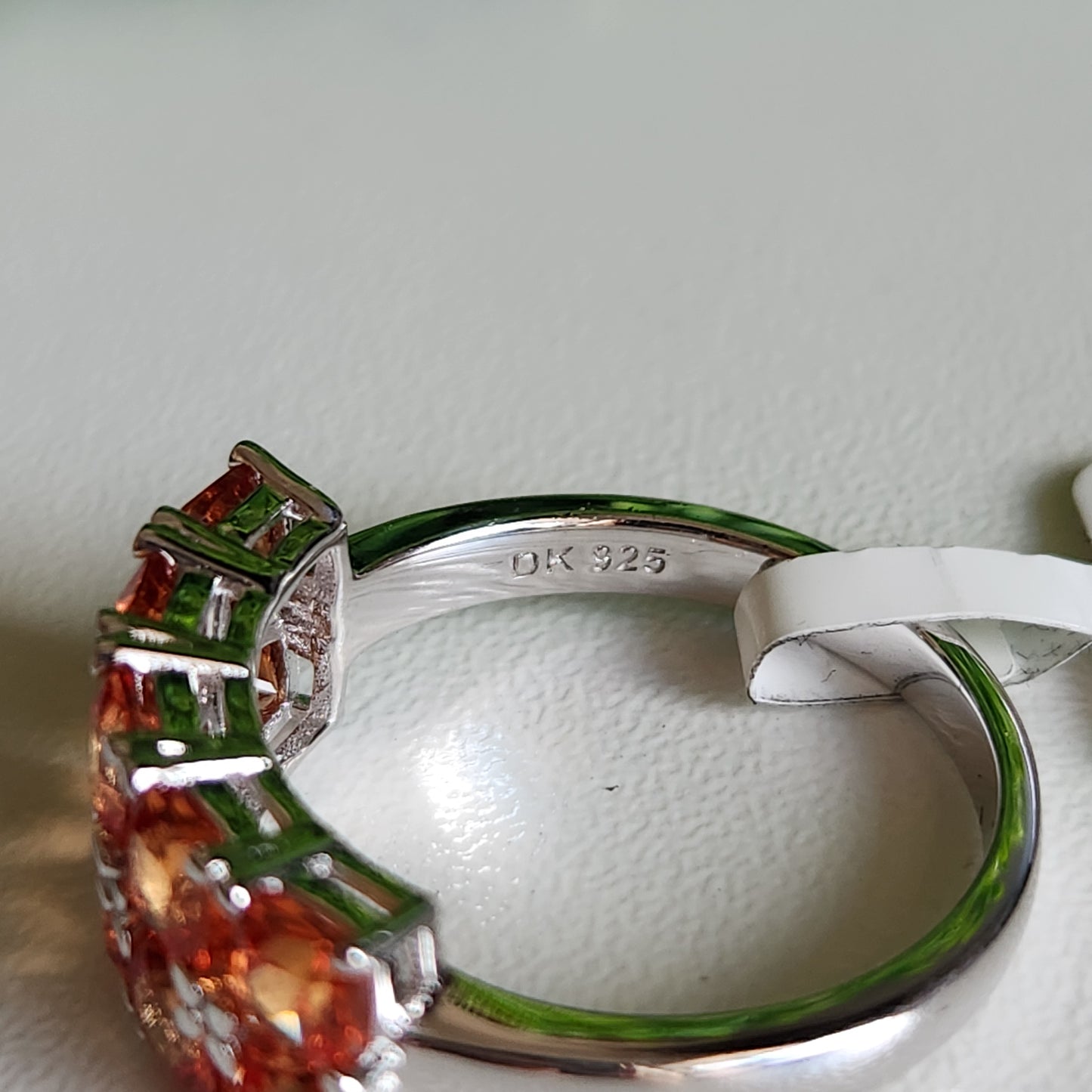 925 Sterling Silver Orange Sapphire Ring