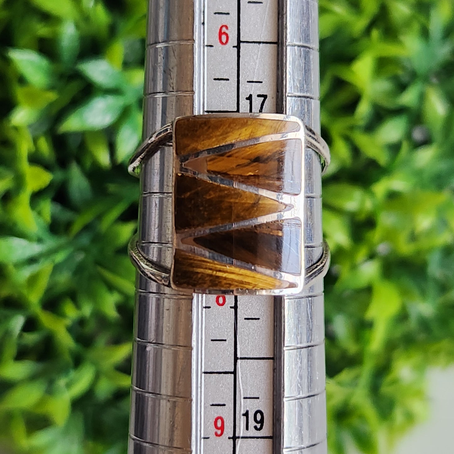 925 Sterling Silver Tigers Eye Inlay Ring