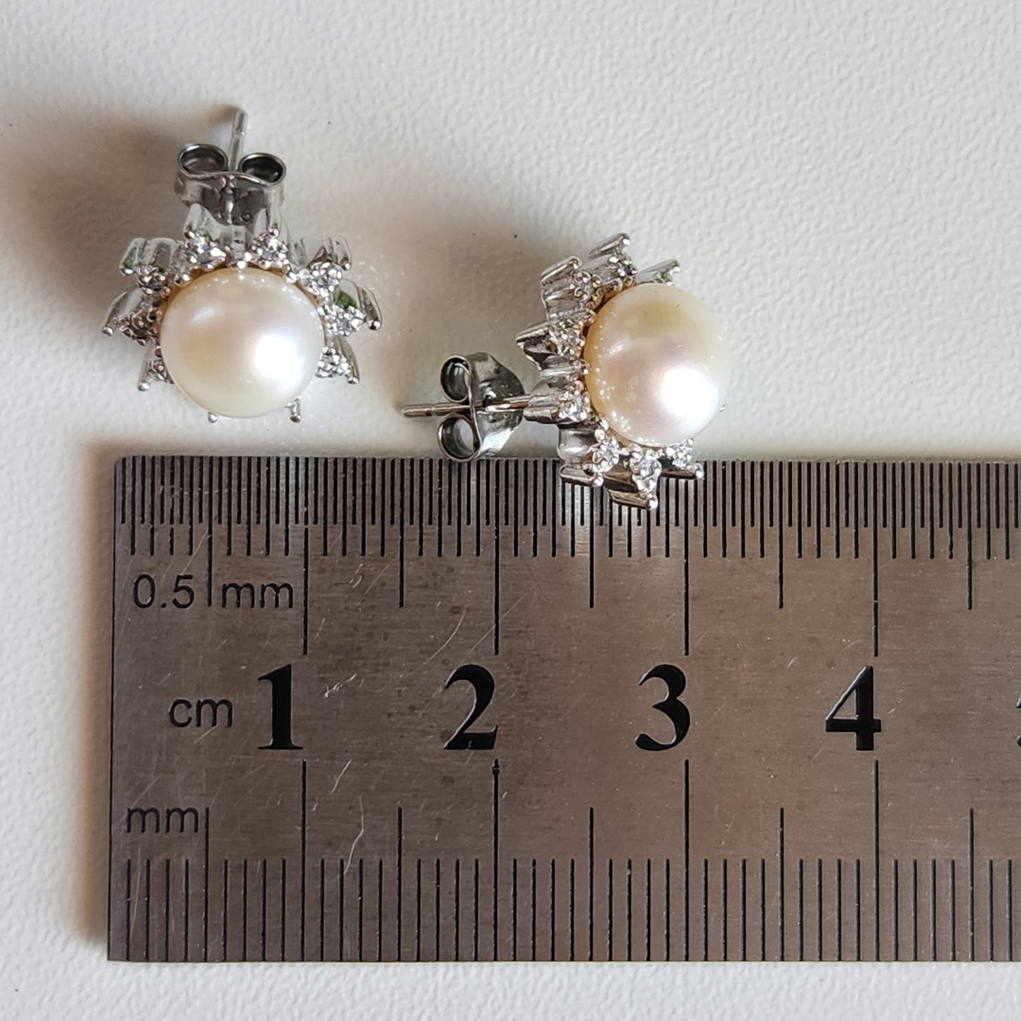925 Sterling Silver  Freshwater Pearl Star Stud Earrings