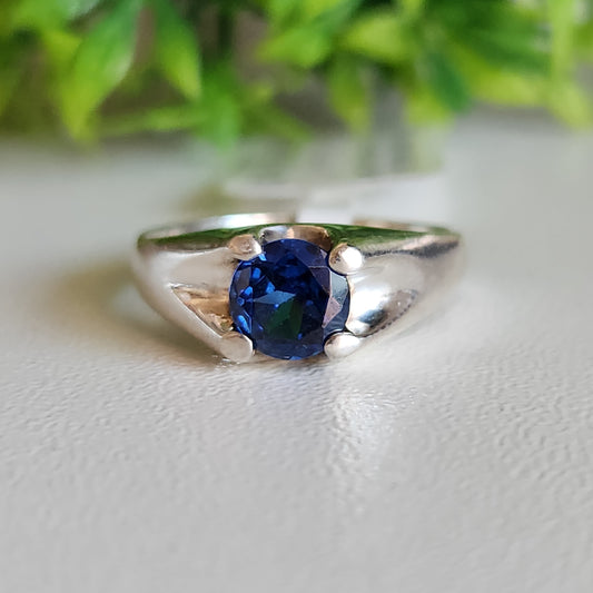 925 Sterling Silver Blue CZ Ring