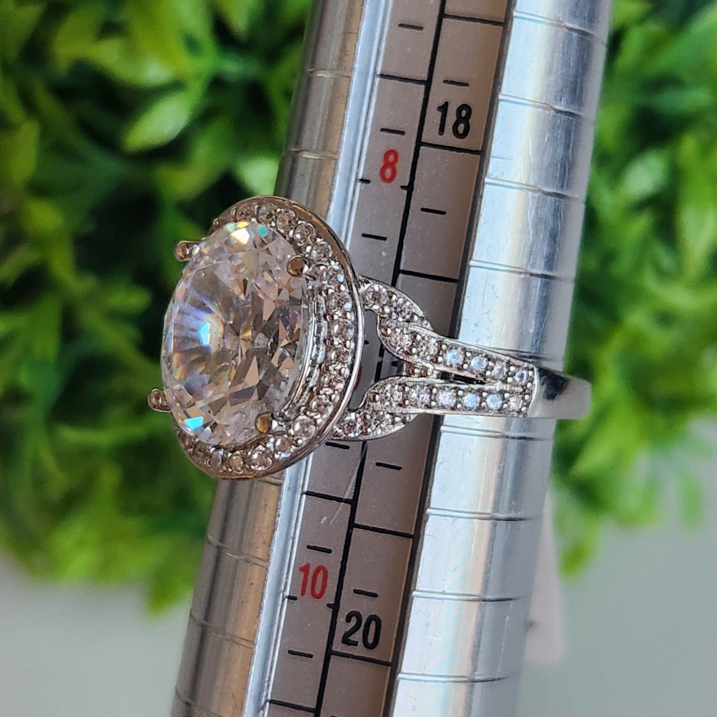 925 Sterling Silver Halo Oval 7ct CZ Engagement Ring