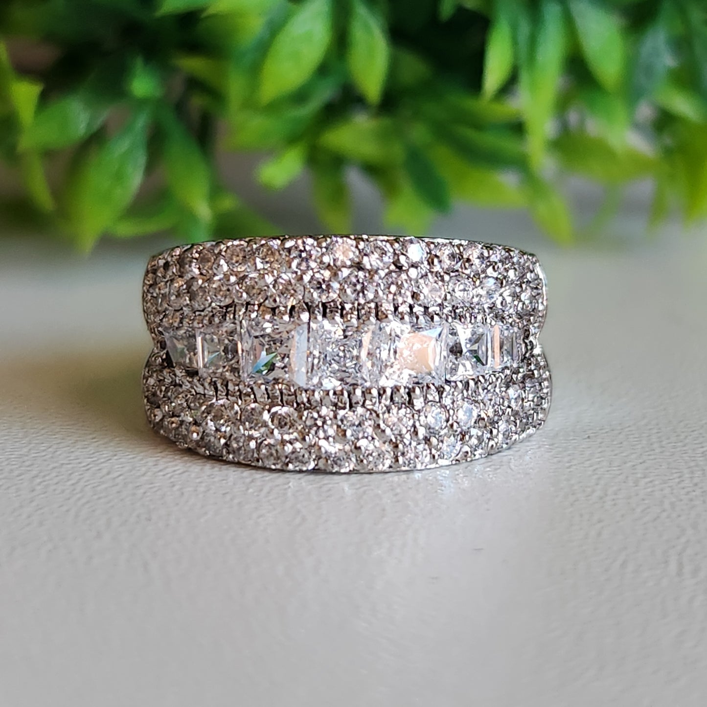 925 Sterling Silver Princess Graduate CZ Ring