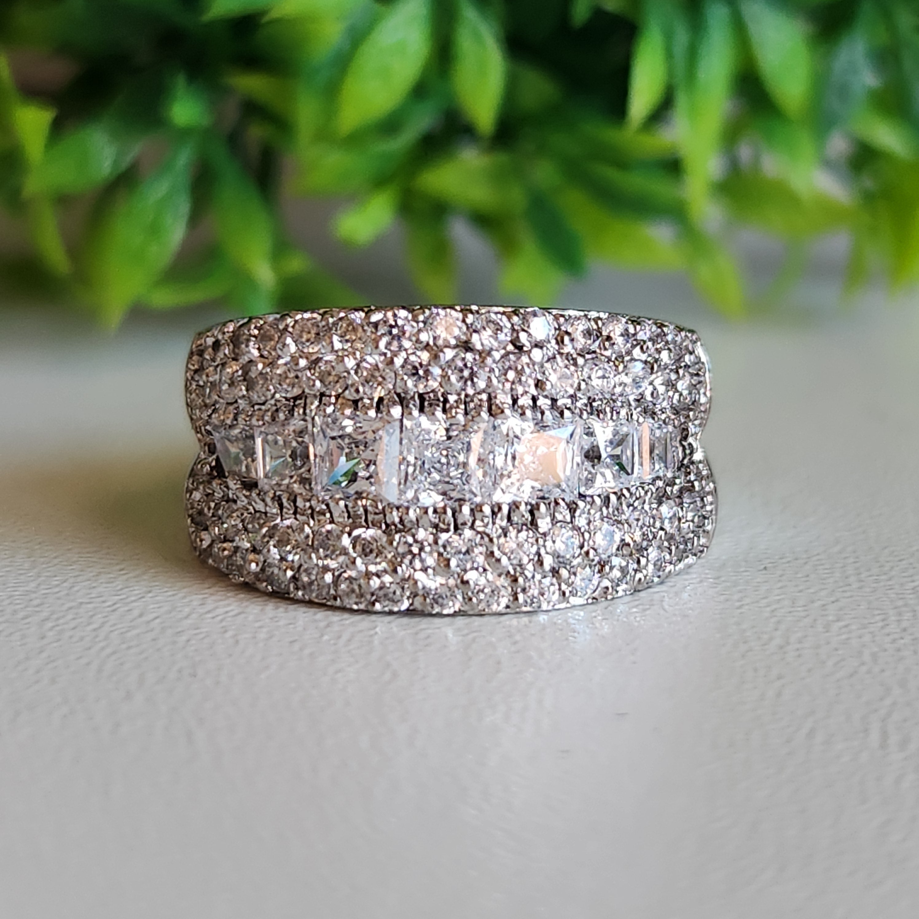 925 Sterling Silver Princess Graduate CZ Ring