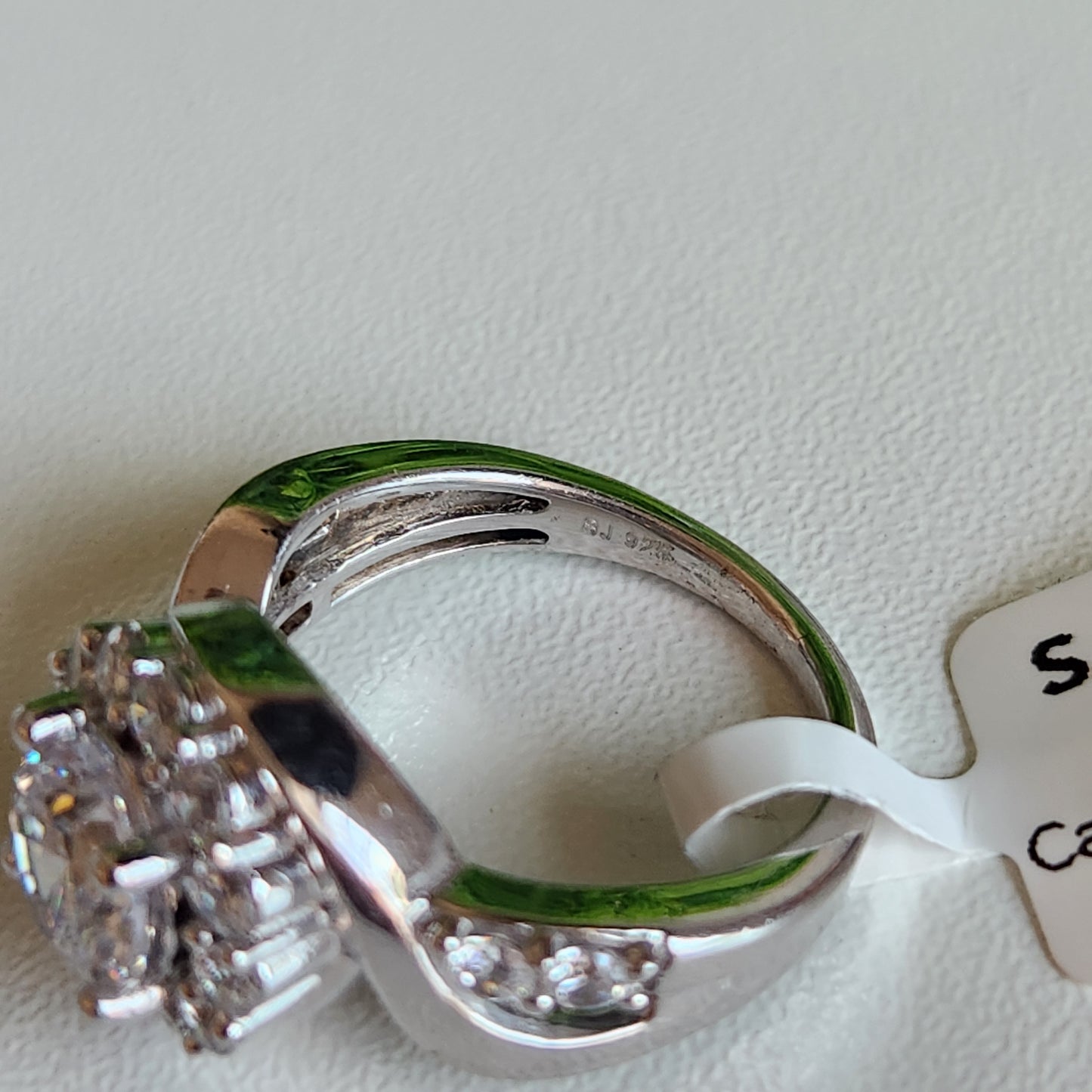 925 Sterling Silver RBC Halo Swirl CZ Ring