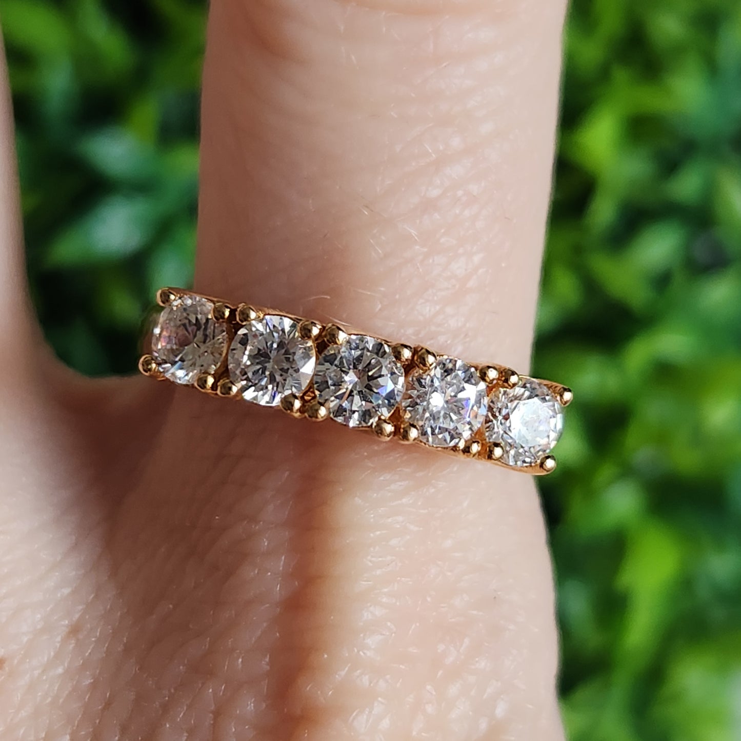 925 Sterling Silver Vermeil 5-Stone CZ Ring