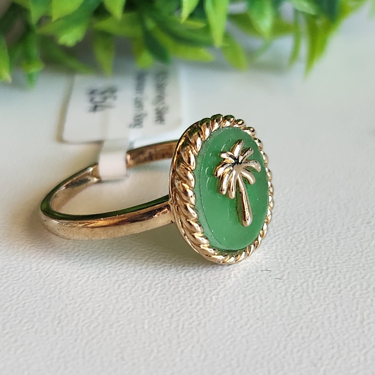 925 Sterling Silver Vermeil Palm Tree Ring