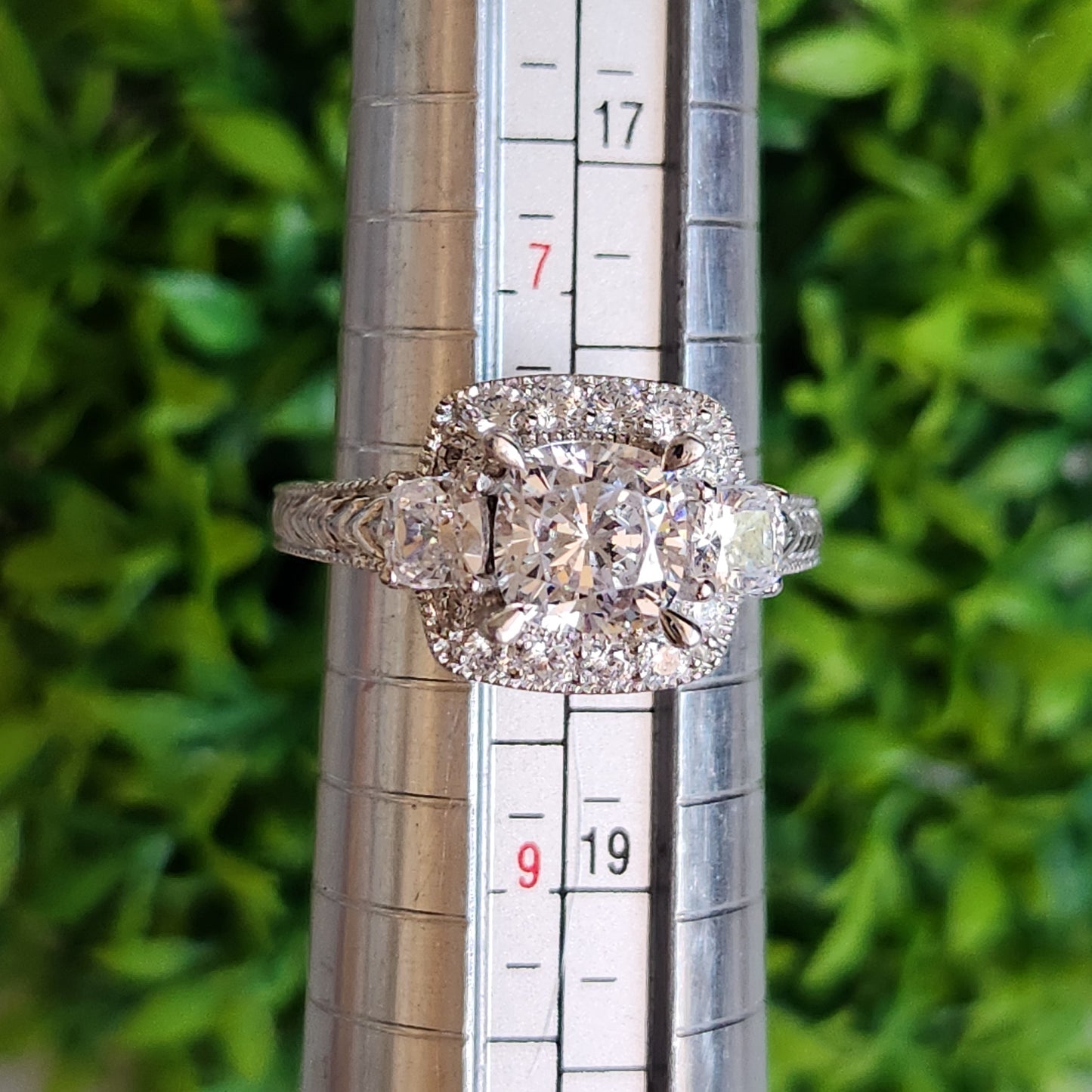 925 Sterling Silver Vintage Inspired Halo CZ Engagement Ring