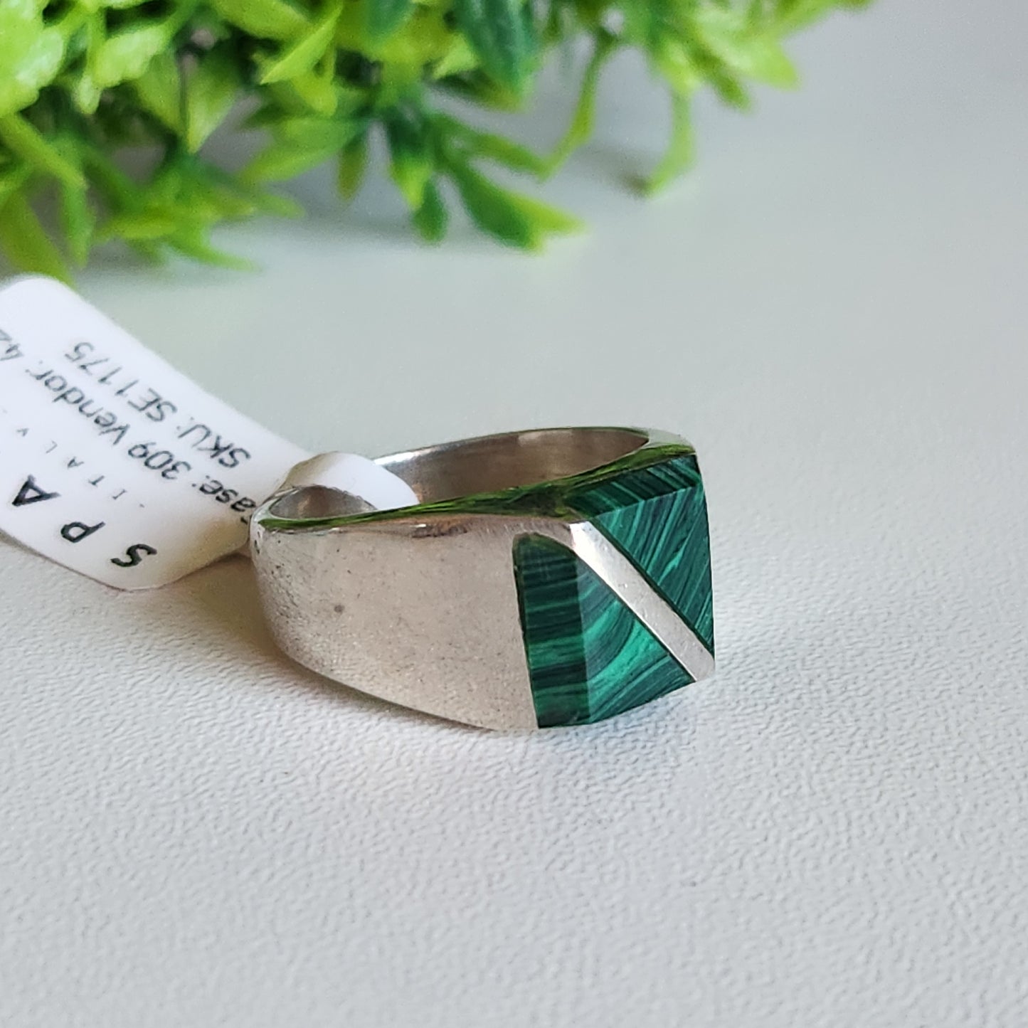 925 Sterling Silver Malachite Signet Ring