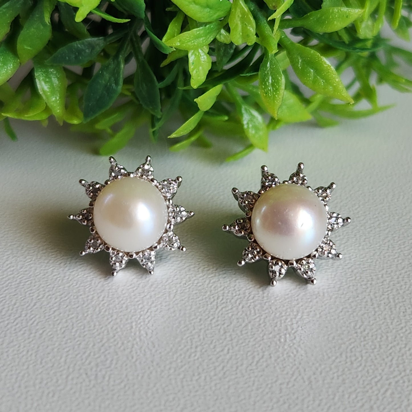 925 Sterling Silver  Freshwater Pearl Star Stud Earrings