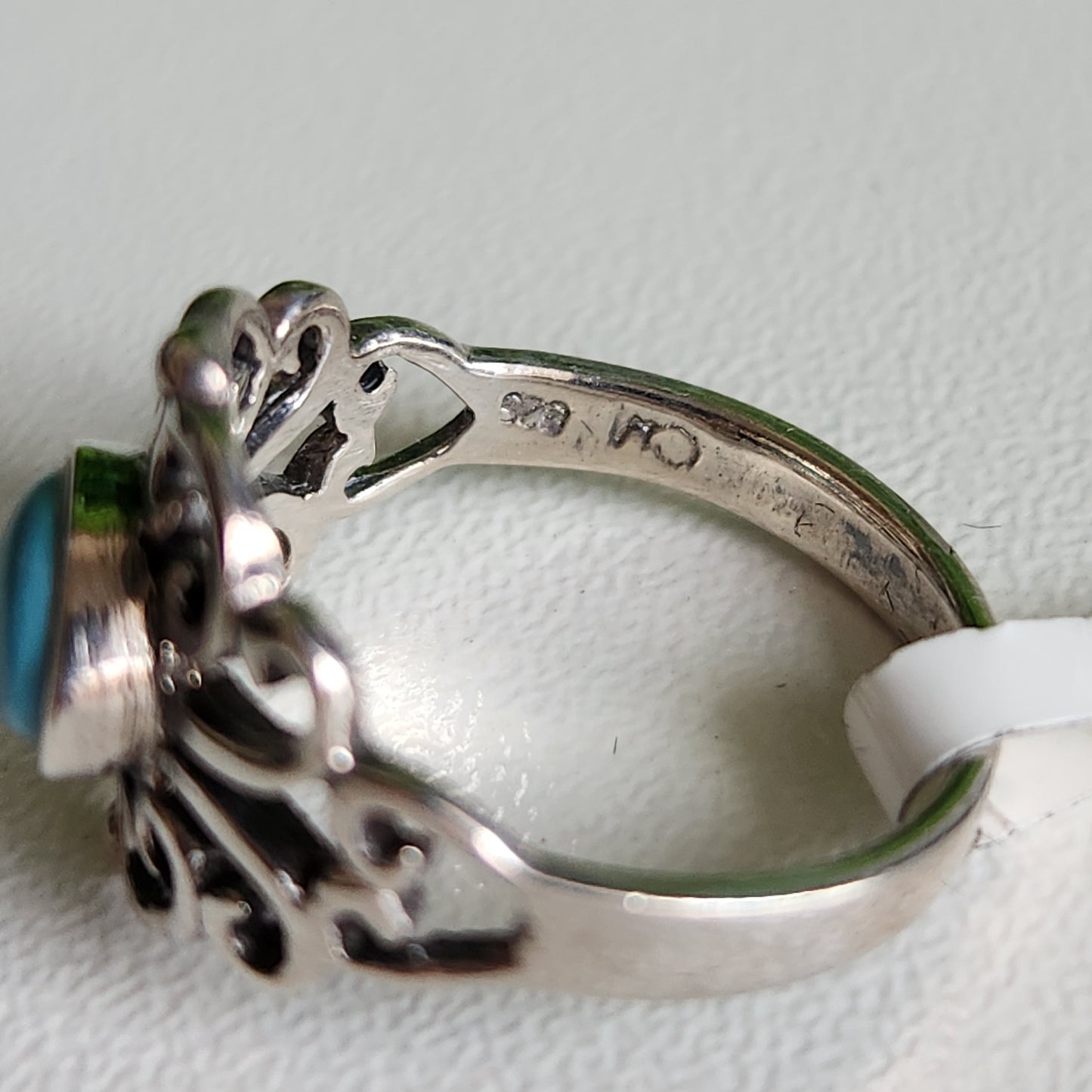 925 Sterling Silver Turquoise Ornate Ring