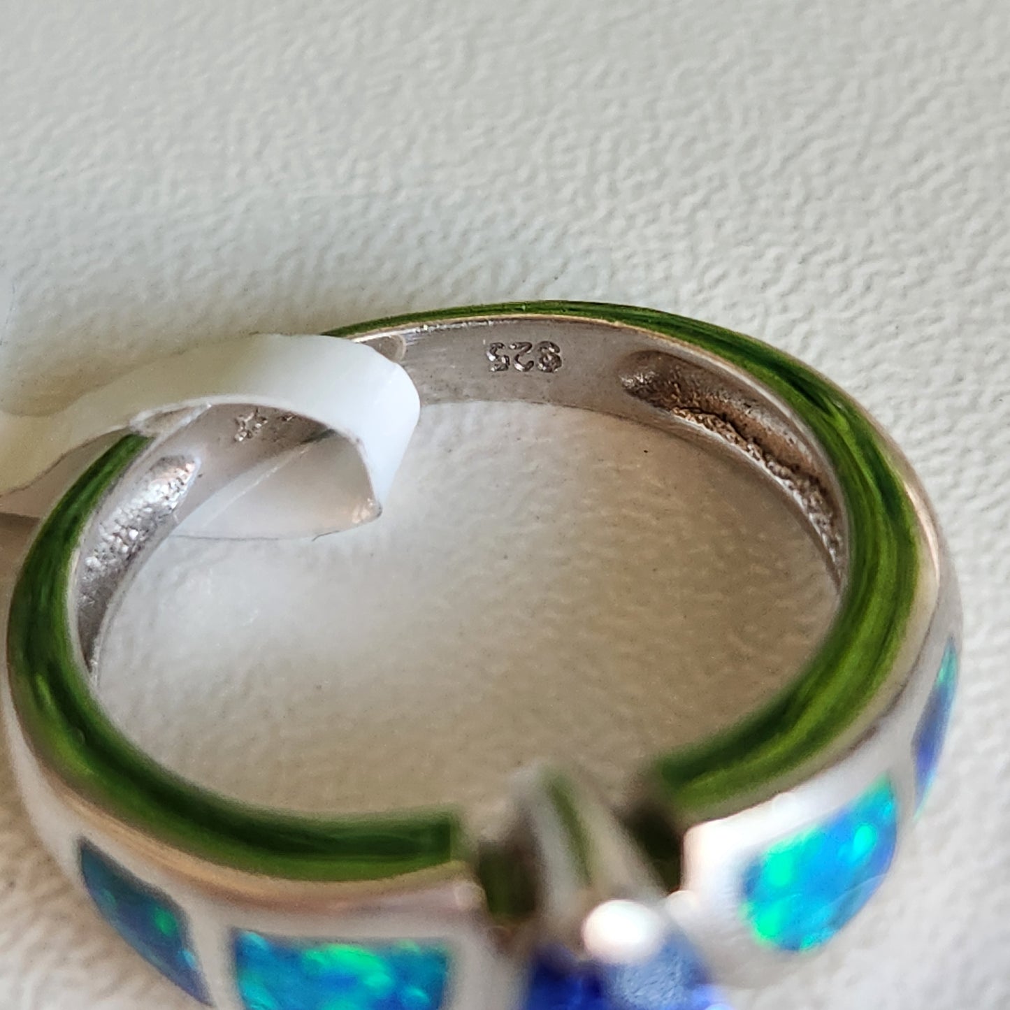 925 Sterling Silver Tanzanite and Blue Fire Opal Ring