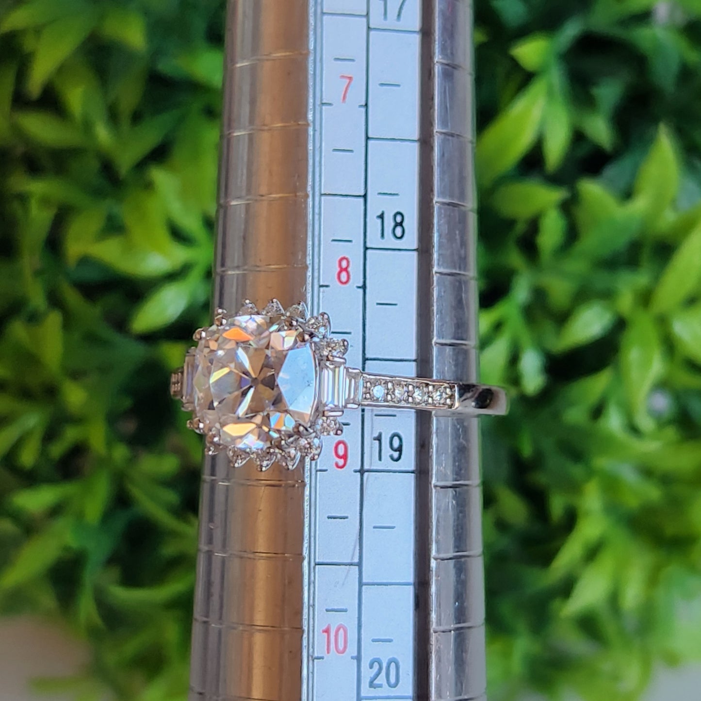 925 Sterling Silver European Halo CZ Engagement Ring