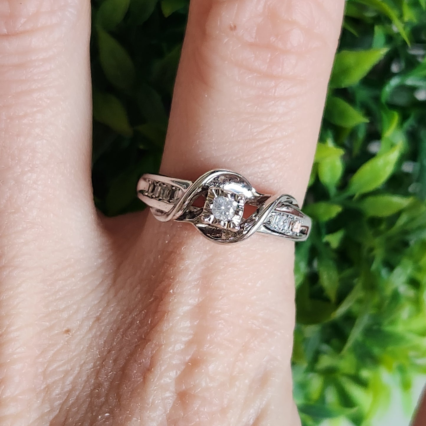 925 Sterling Silver Diamond 0.18ctw Engagement Ring