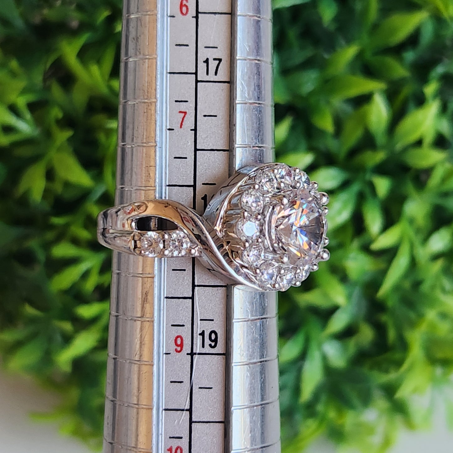 925 Sterling Silver RBC Halo Swirl CZ Ring