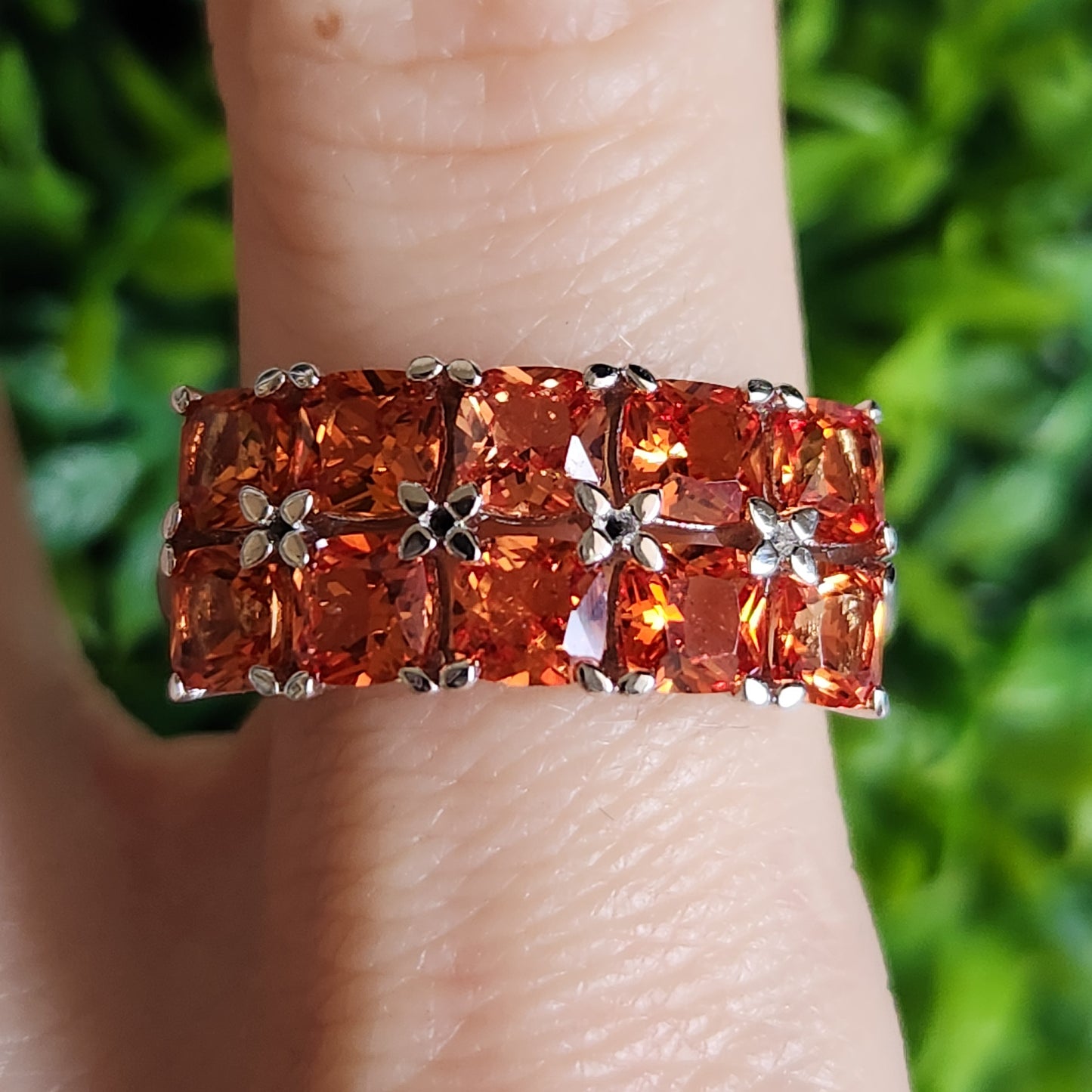 925 Sterling Silver Orange Sapphire Ring