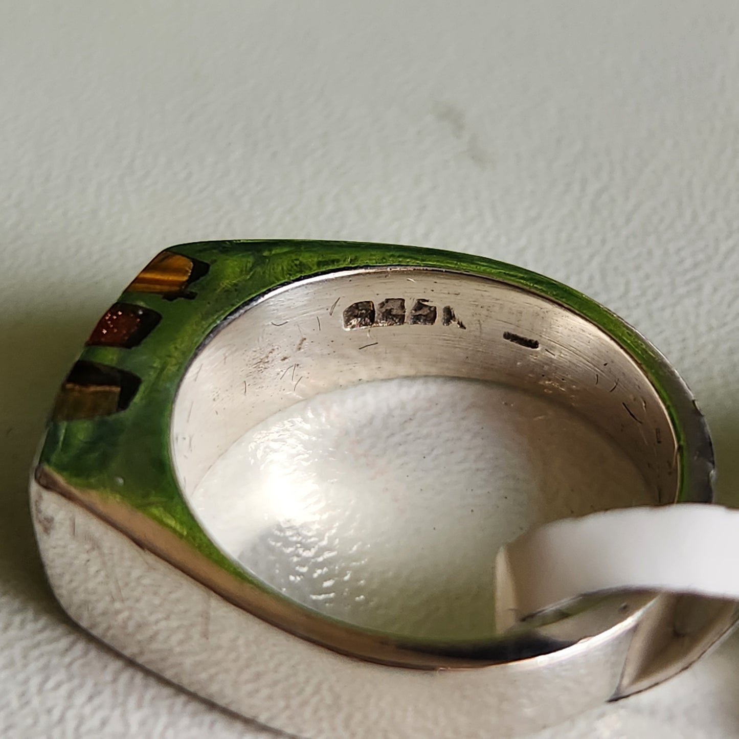 925 Sterling Silver 3-Stone Inlay Ring