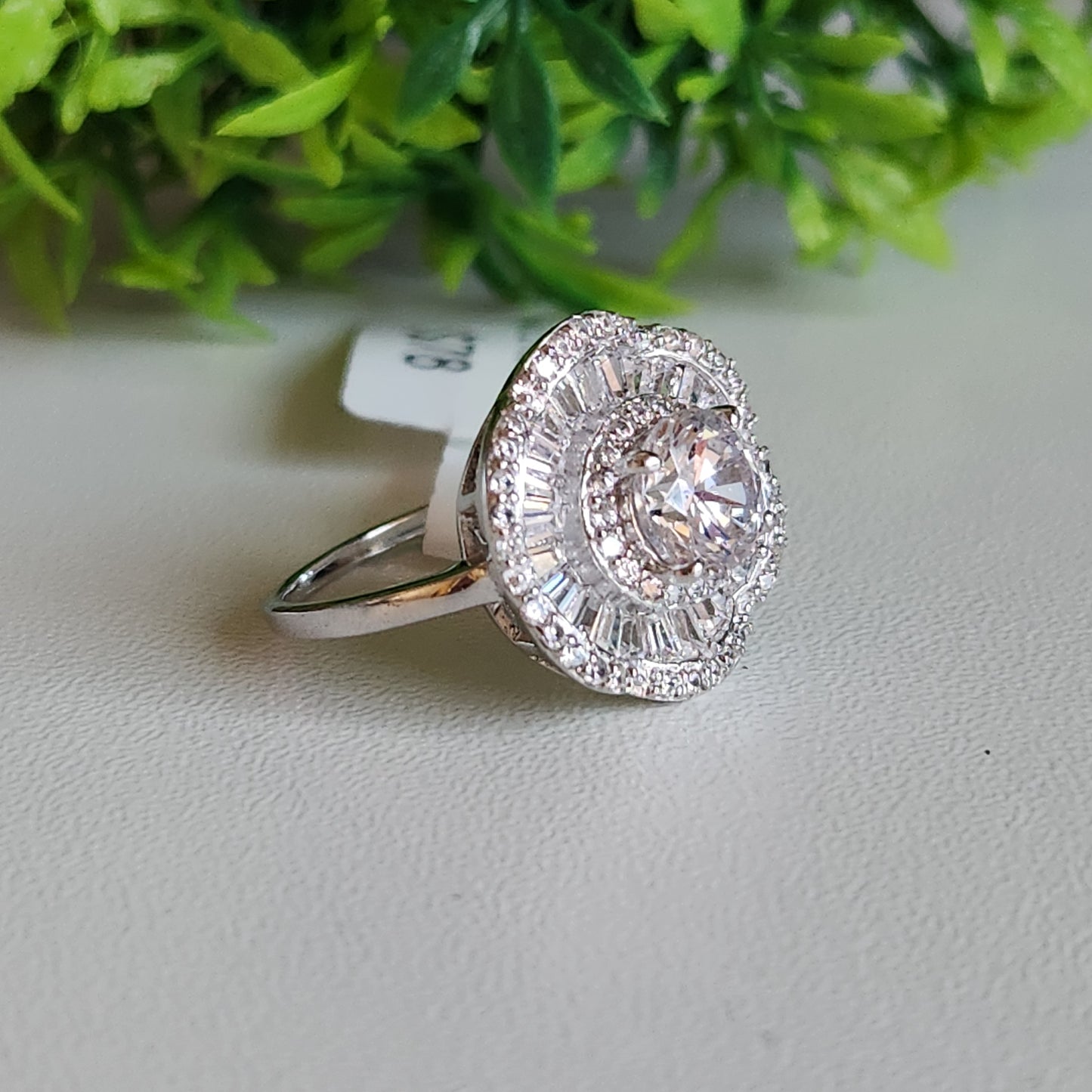 925 Sterling Silver Art Deco Halo CZ Ring