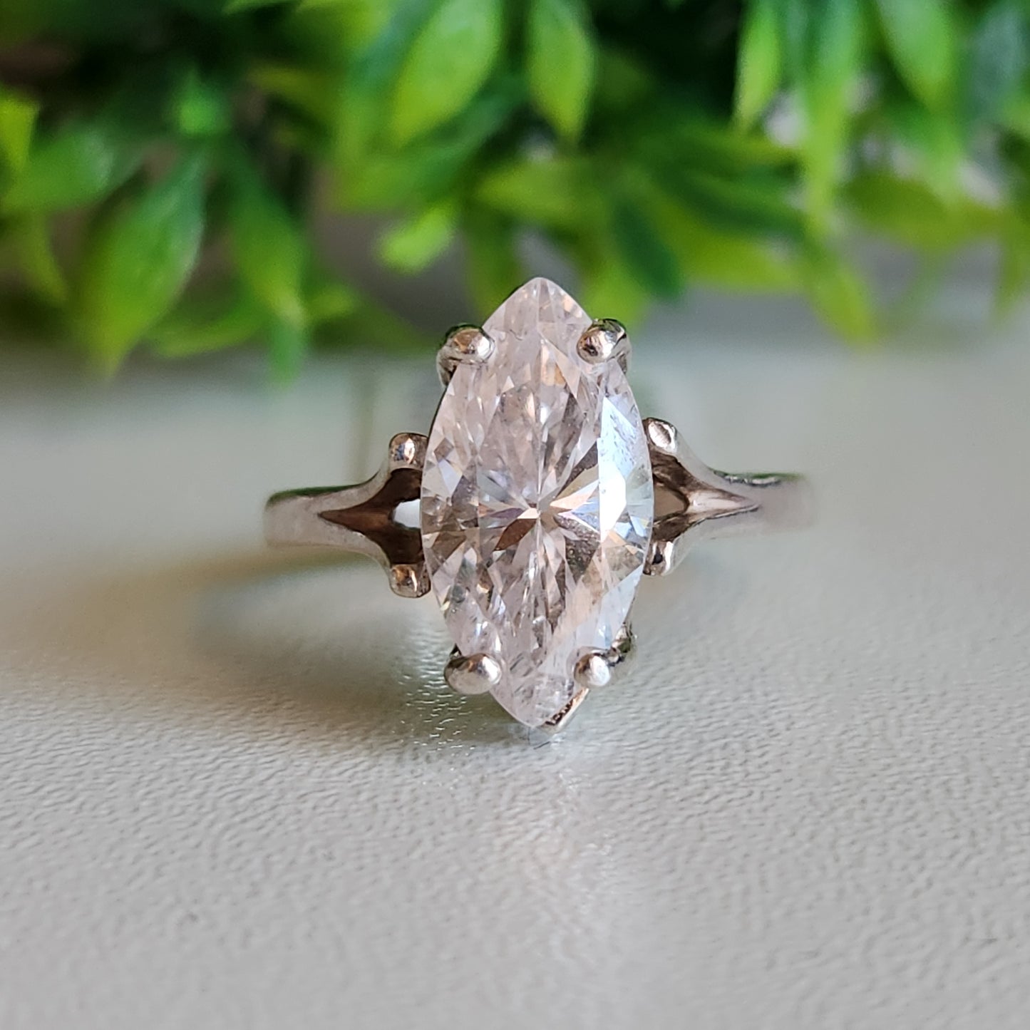 925 Sterling Silver Marquise Single Solitaire Ring