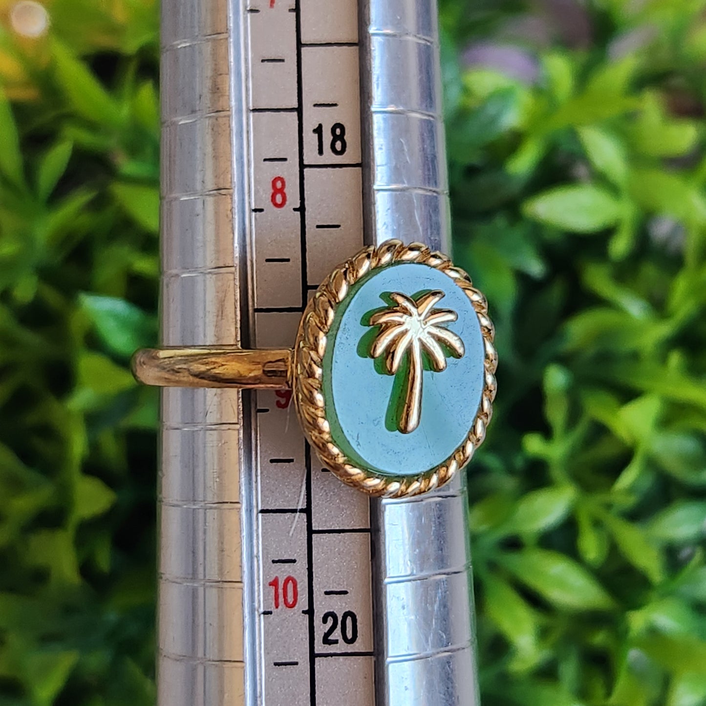 925 Sterling Silver Vermeil Palm Tree Ring