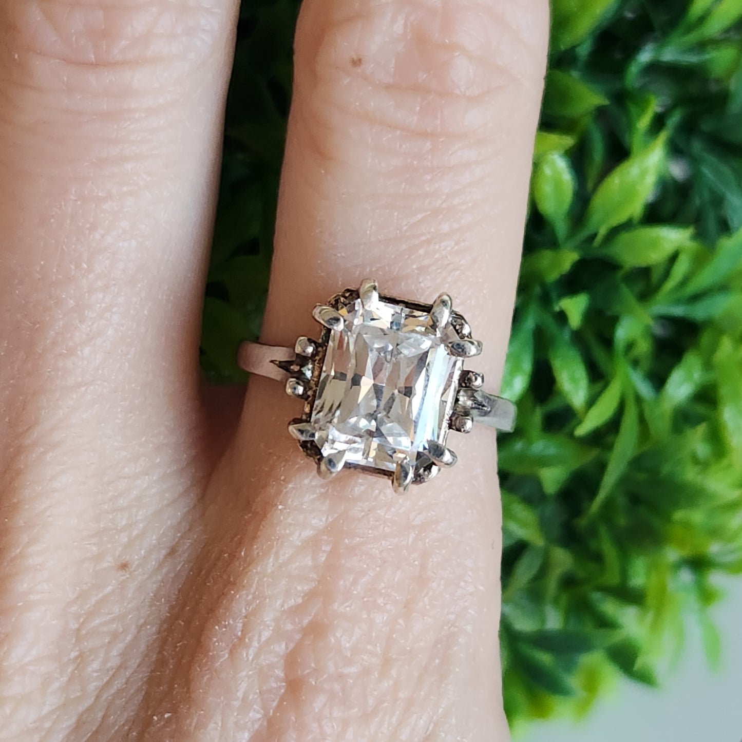 925 Sterling Silver Princess CZ Engagement Ring