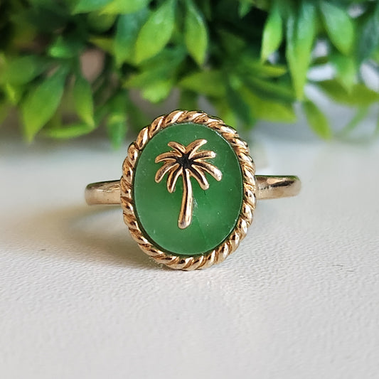 925 Sterling Silver Vermeil Palm Tree Ring