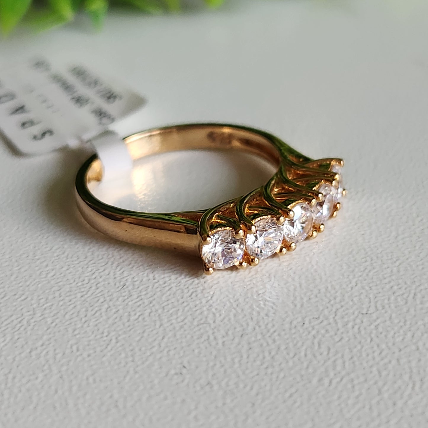 925 Sterling Silver Vermeil 5-Stone CZ Ring