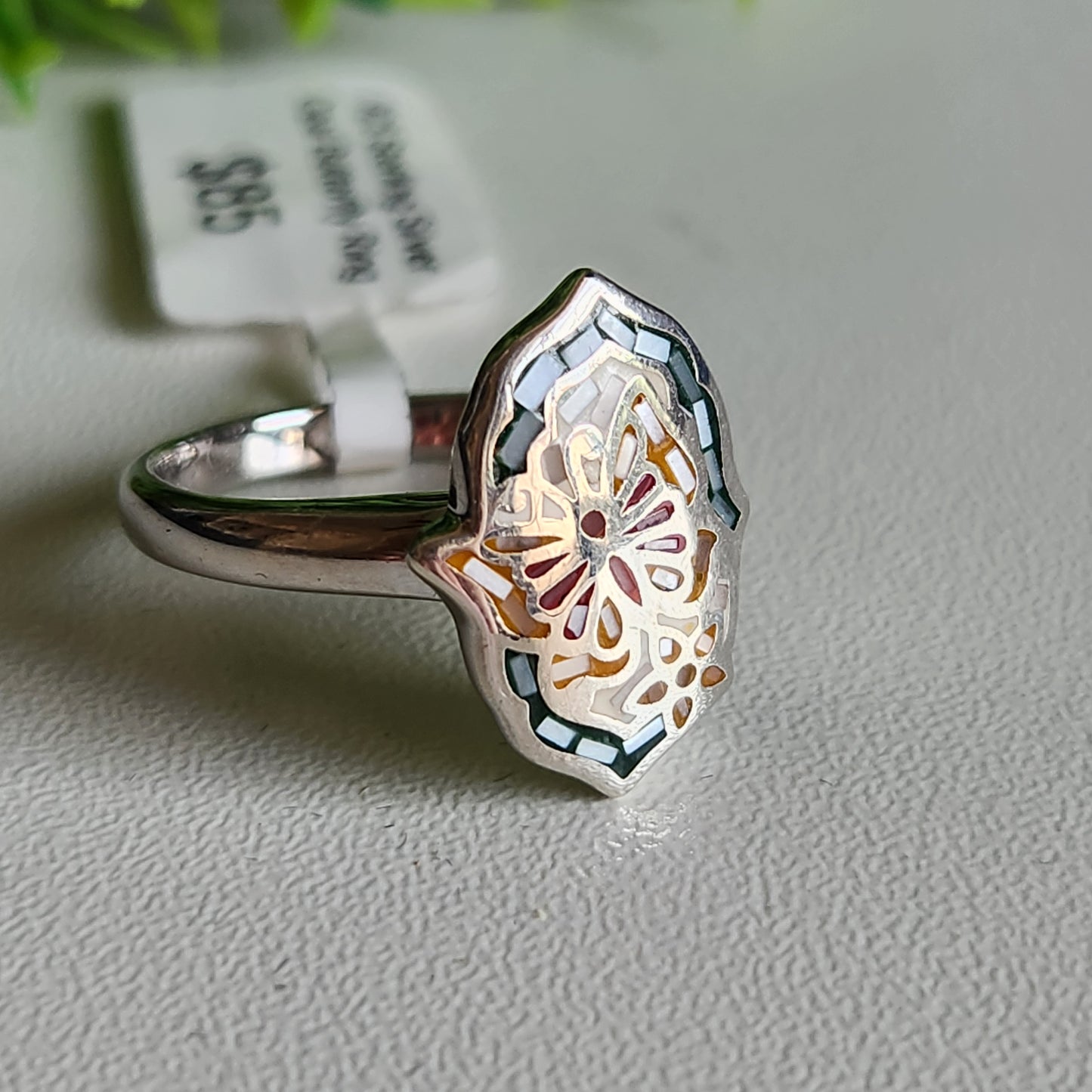 925 Sterling Silver Butterfly Opal Ring
