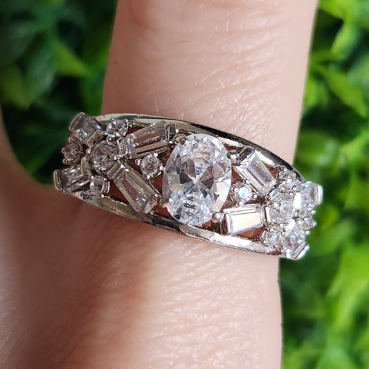 925 Sterling Silver CZ Cluster Ring