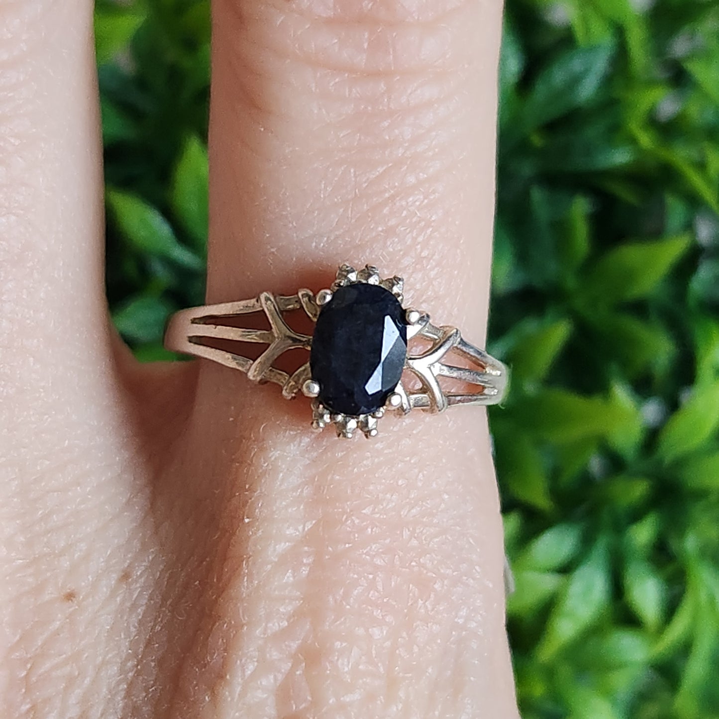 925 Sterling Silver Deco Sapphire Ring