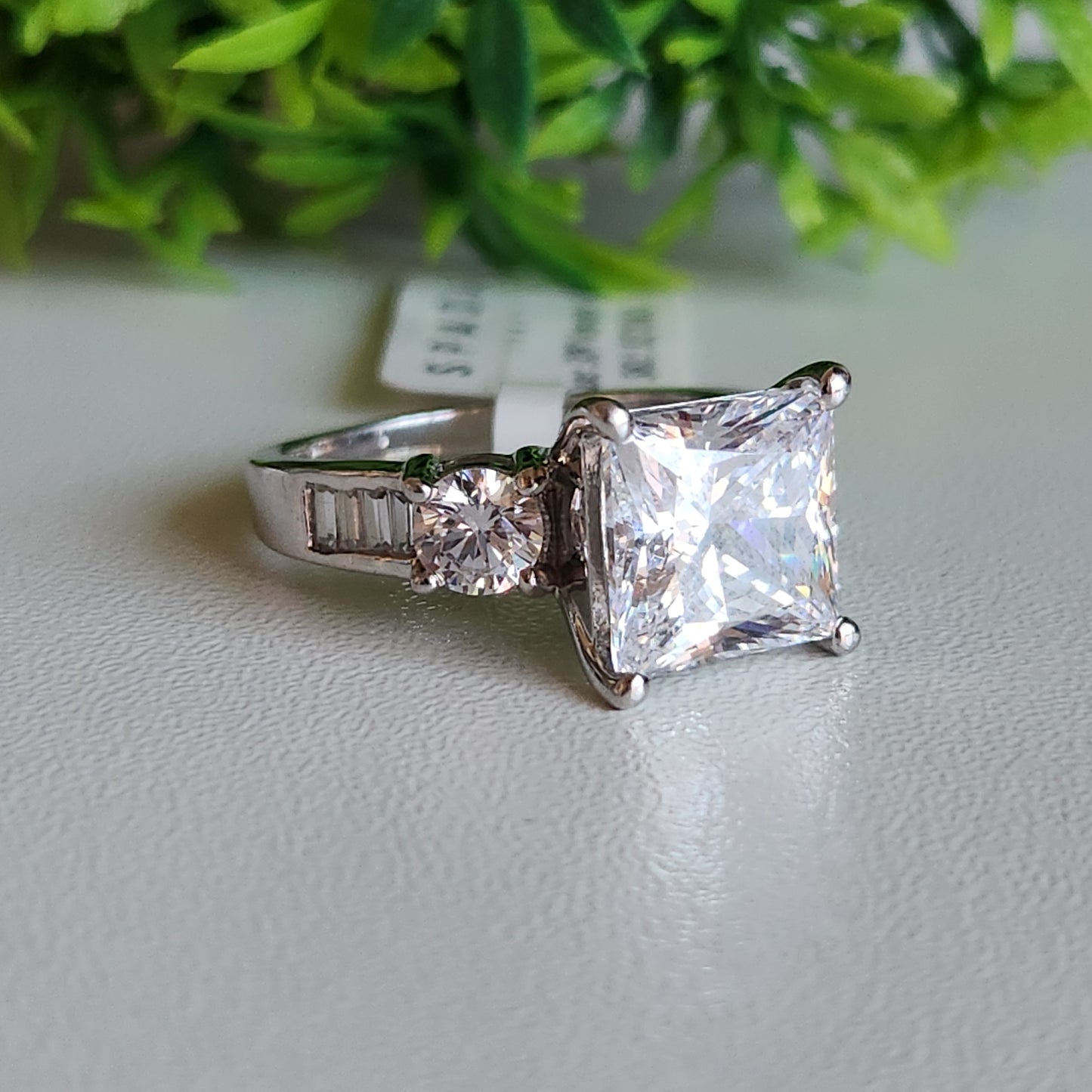 925 Sterling Silver Princess 14.7ct CZ Ring