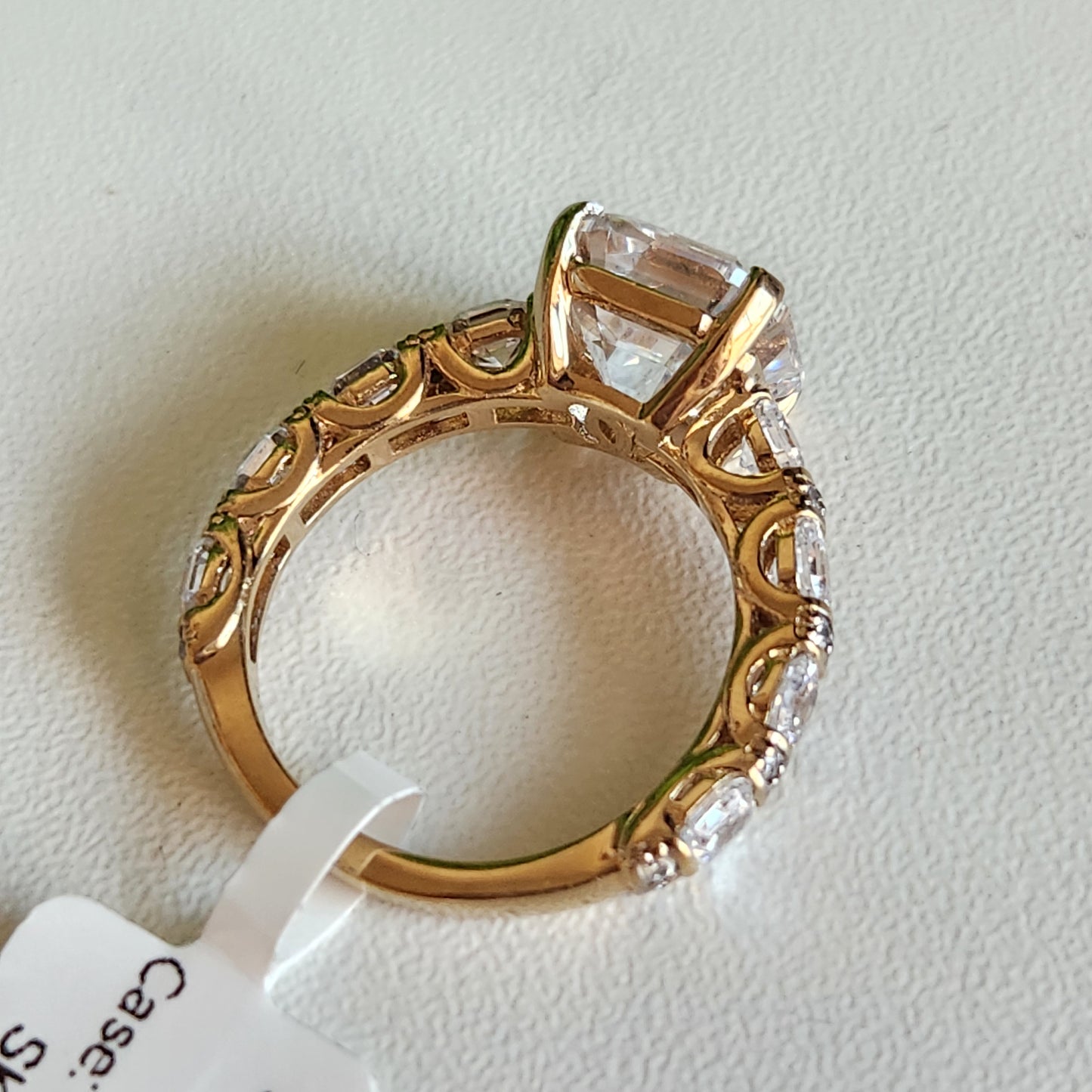 925 Sterling Silver Vermeil Emerald Cut CZ Ring
