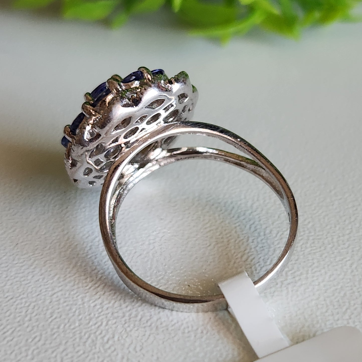 925 Sterling Silver Tanzanite and Diamond Cocktail Ring