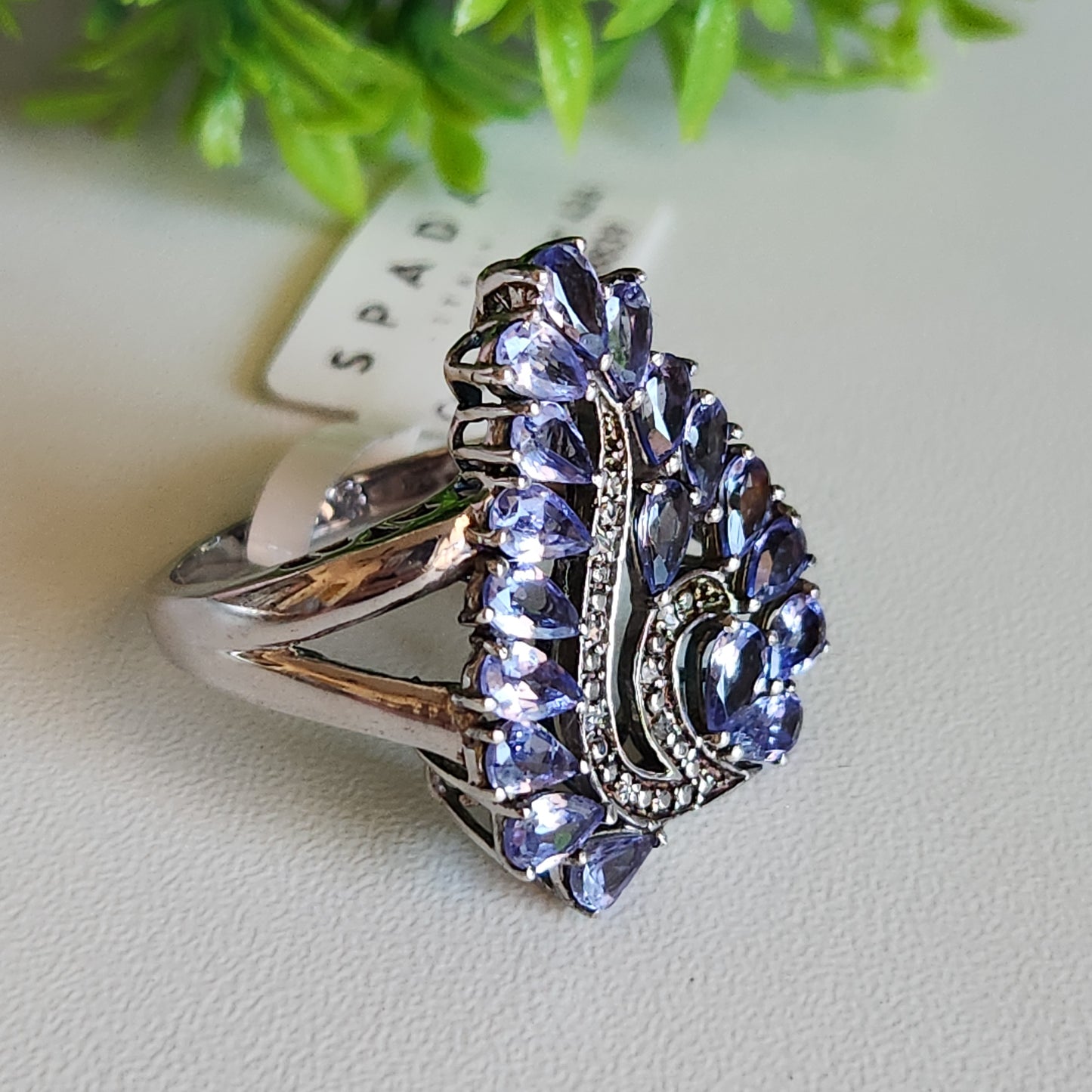 925 Sterling Silver Blue Gem Cocktail Ring