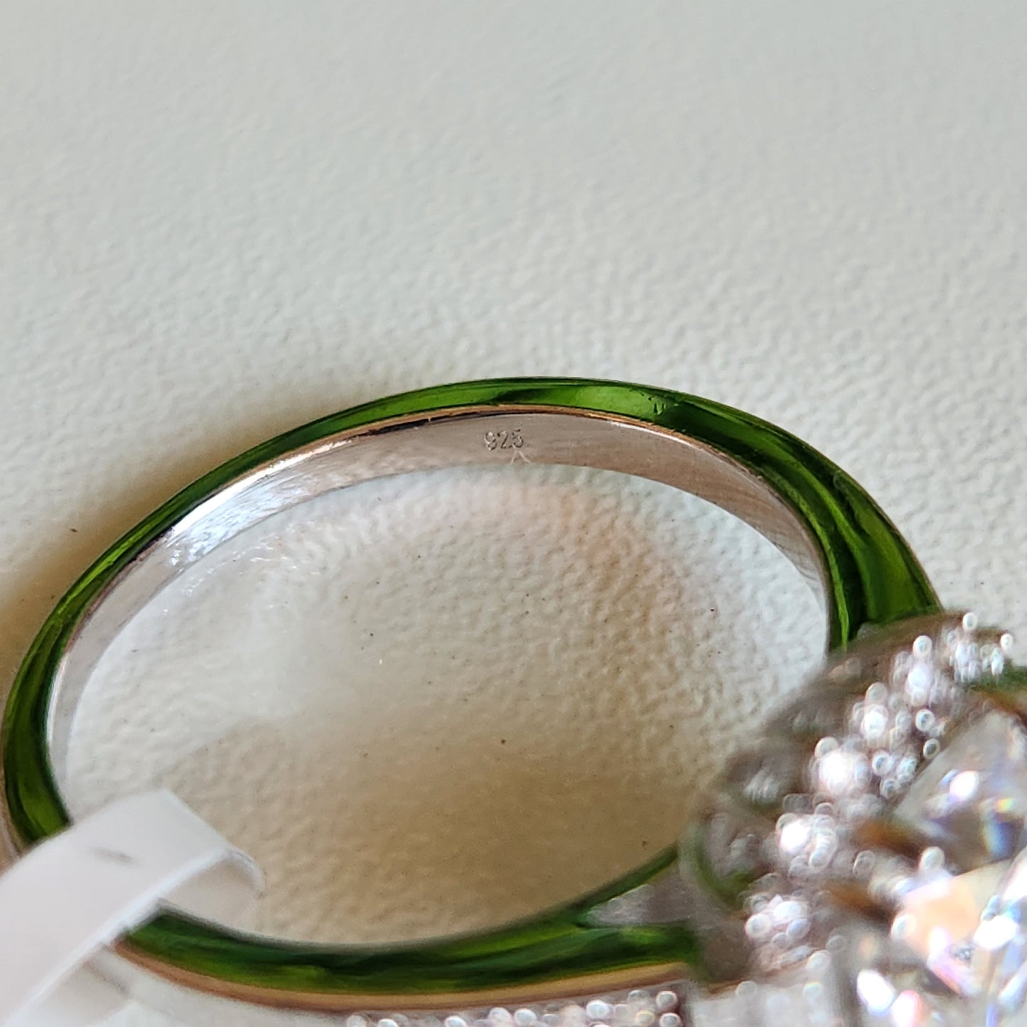 925 Sterling Silver European Halo CZ Engagement Ring