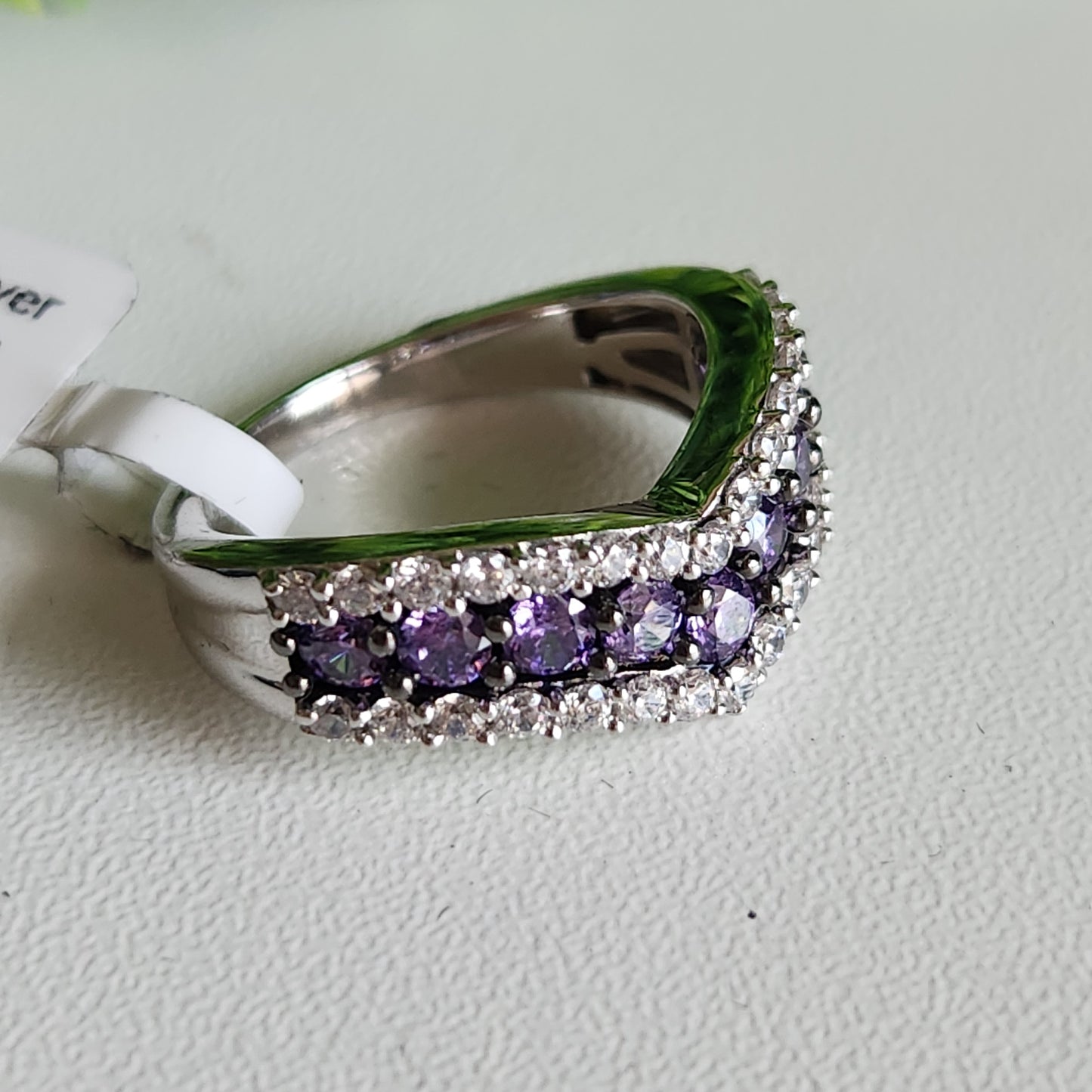 925 Sterling Silver Chevron CZ Ring