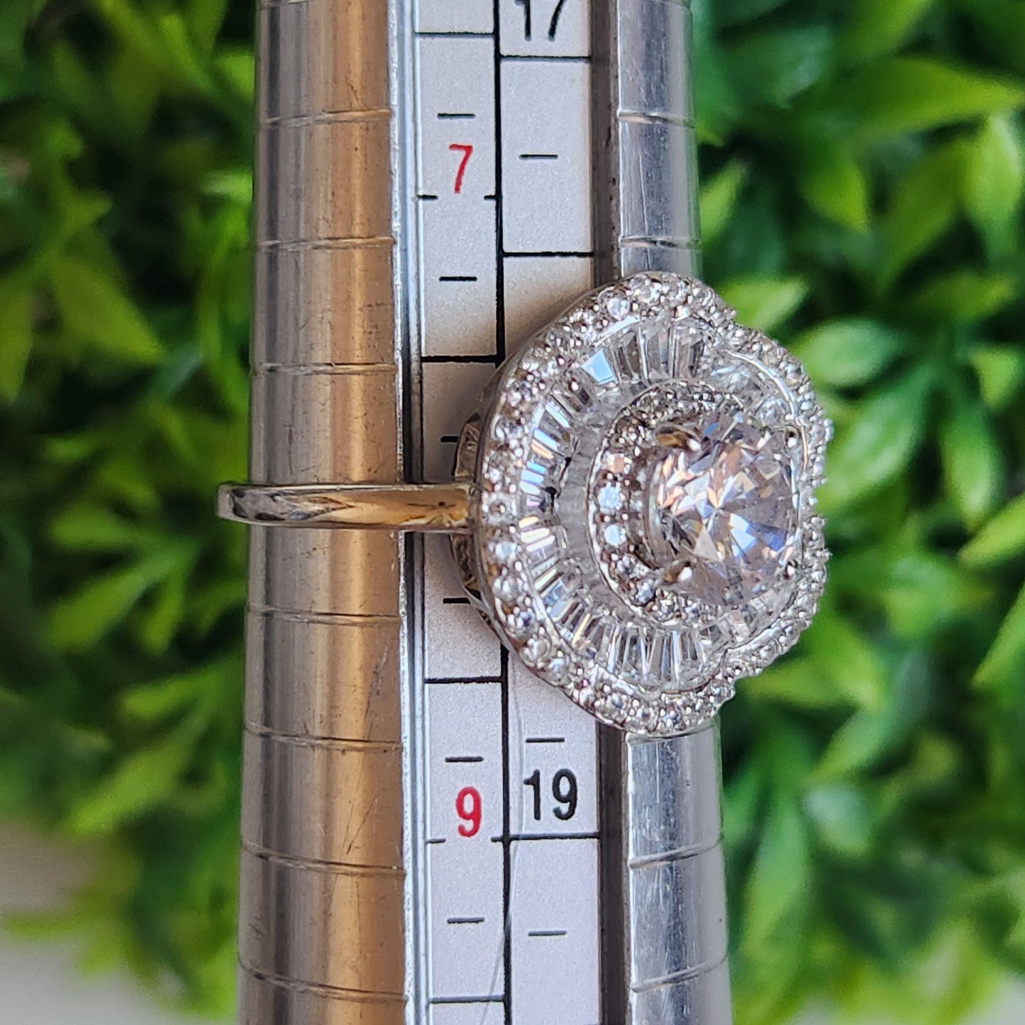 925 Sterling Silver Art Deco Halo CZ Ring