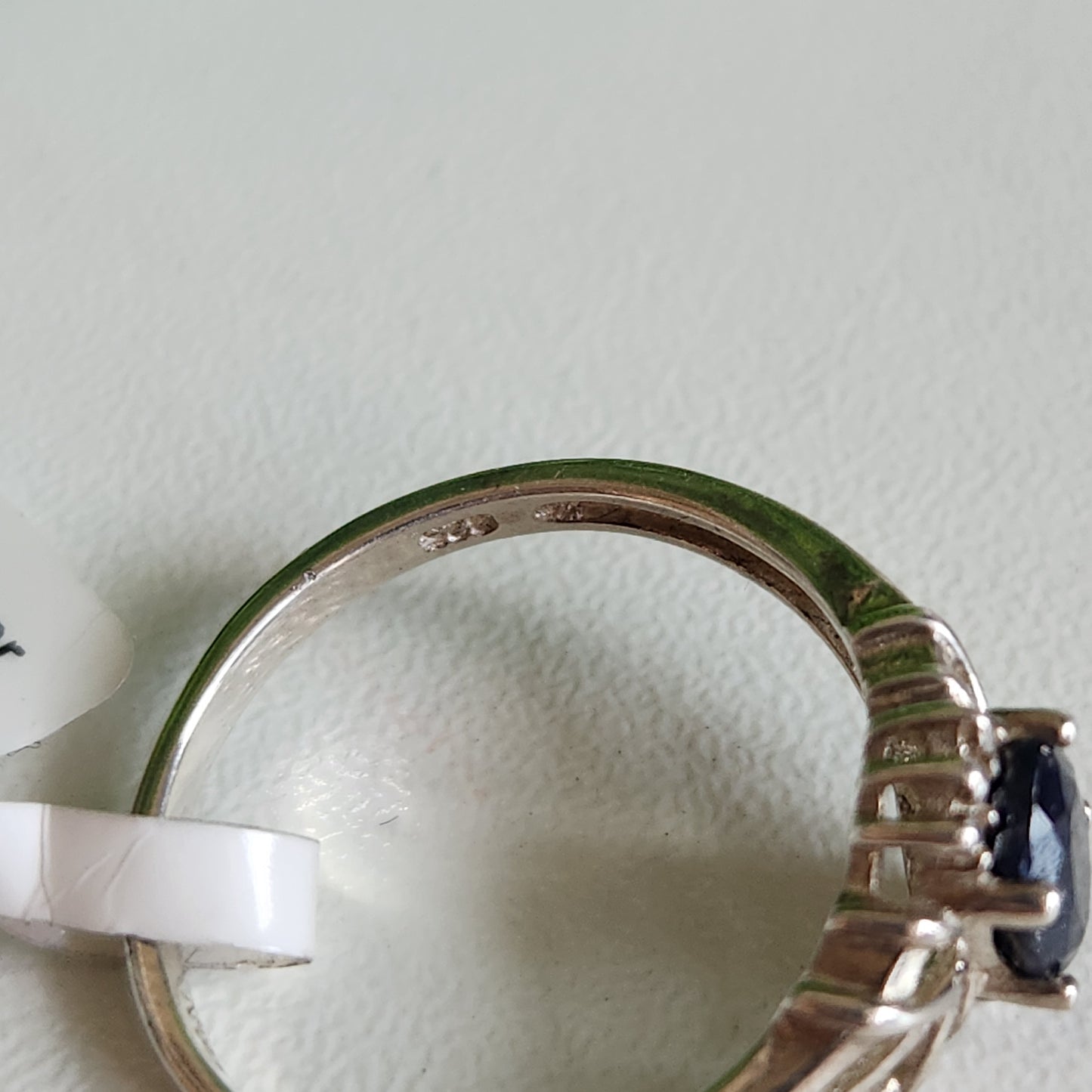 925 Sterling Silver Deco Sapphire Ring